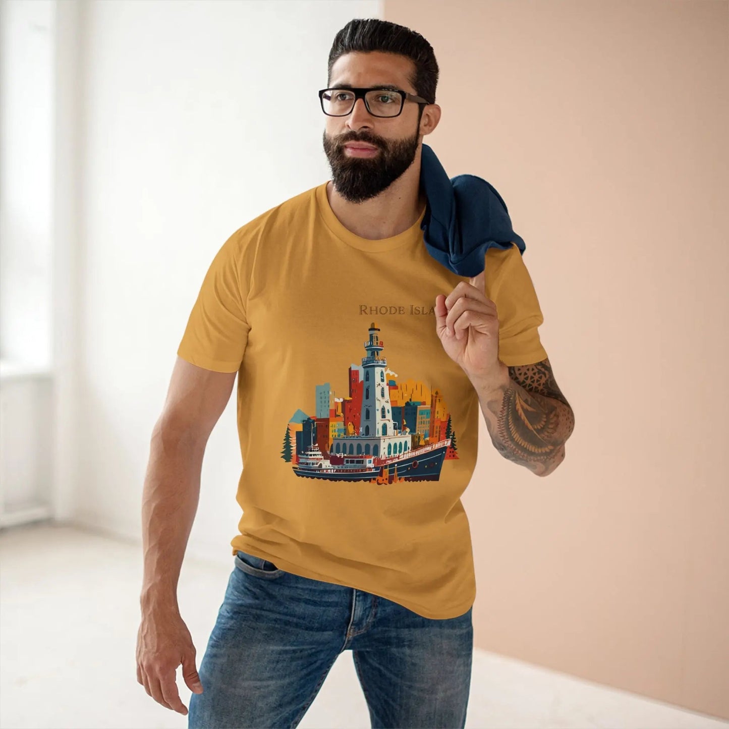 Rhode Island State Shirt Unisex Premium Cotton Tee With Original Art Design By Retro2Nova