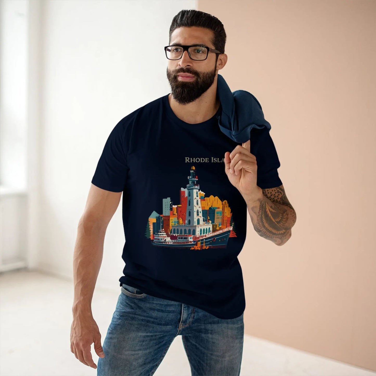 Rhode Island State Shirt Unisex Premium Cotton Tee With Original Art Design By Retro2Nova