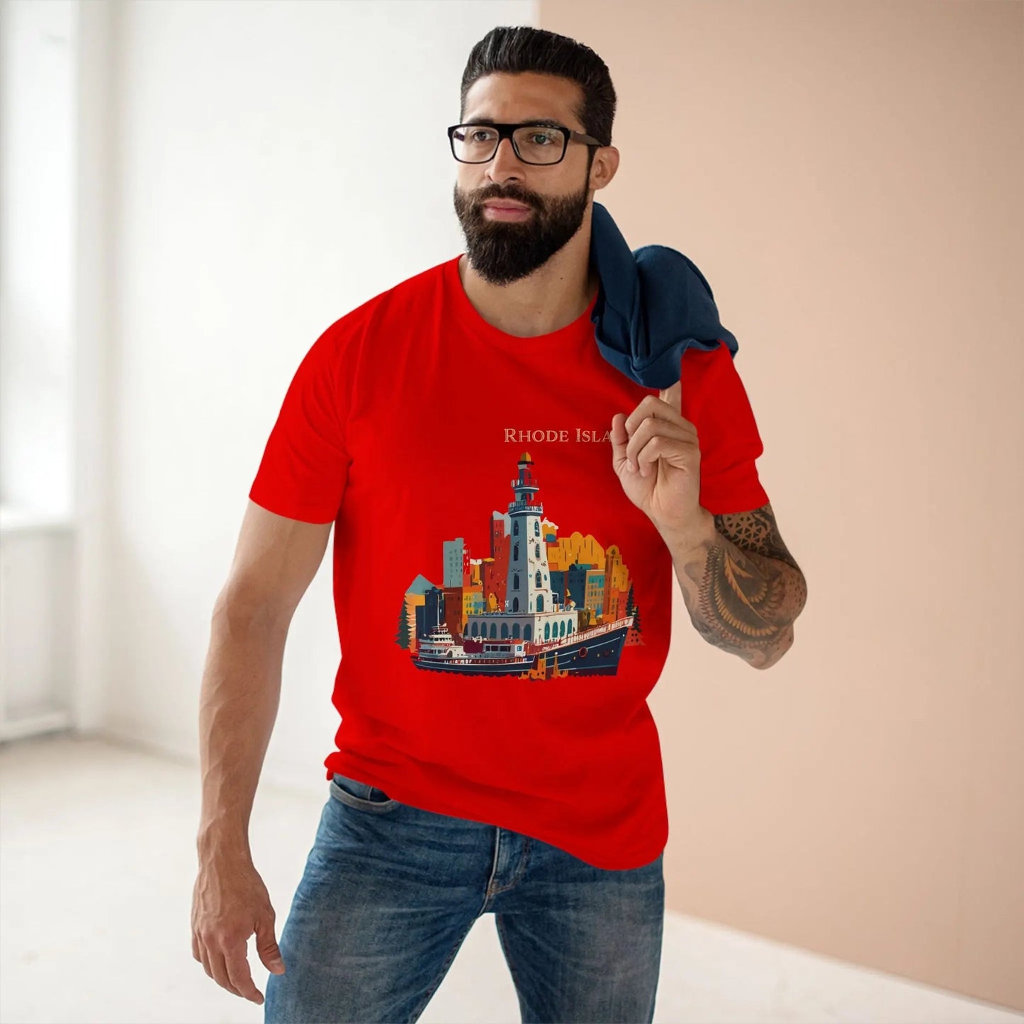 Rhode Island State Shirt Unisex Premium Cotton Tee With Original Art Design By Retro2Nova