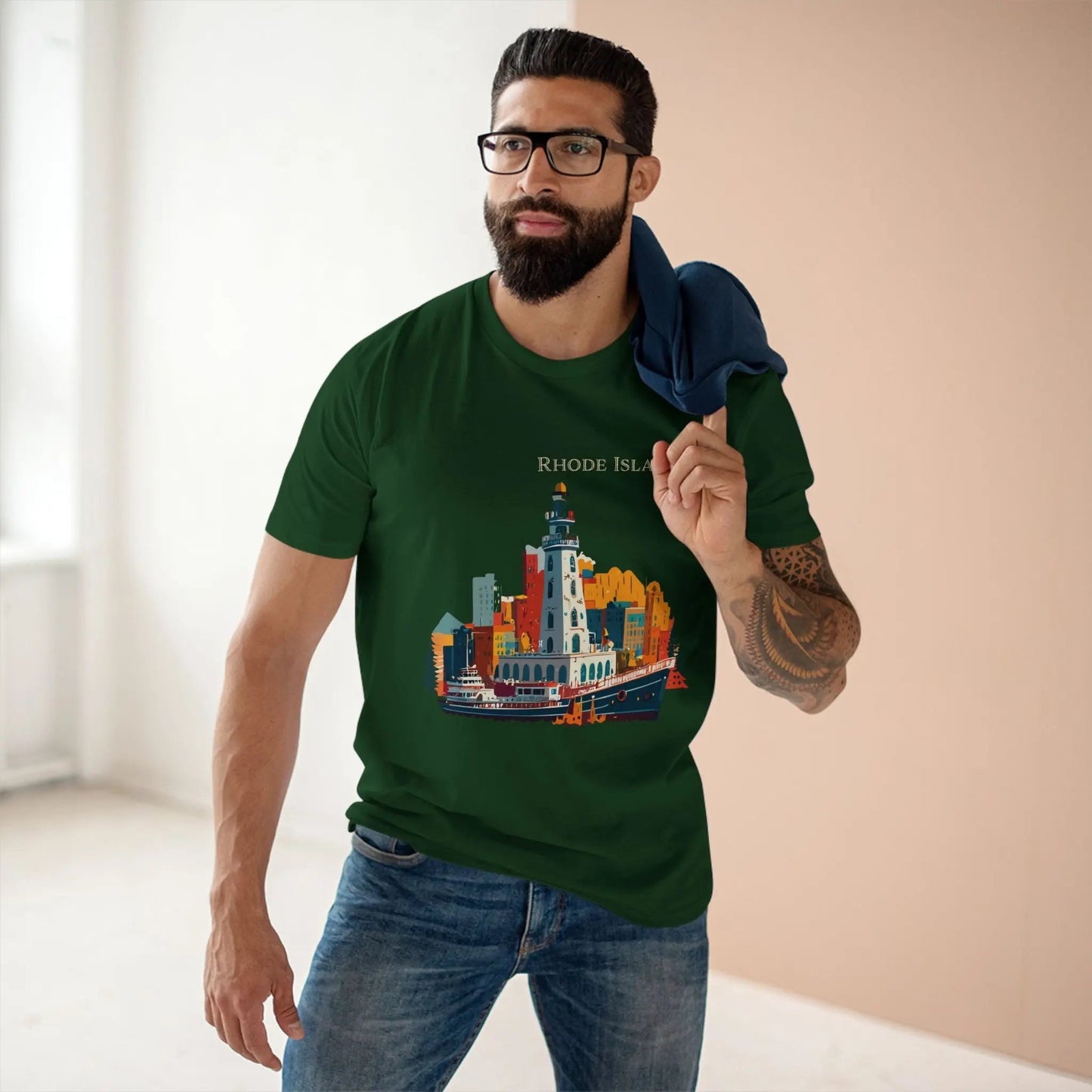 Rhode Island State Shirt Unisex Premium Cotton Tee With Original Art Design By Retro2Nova
