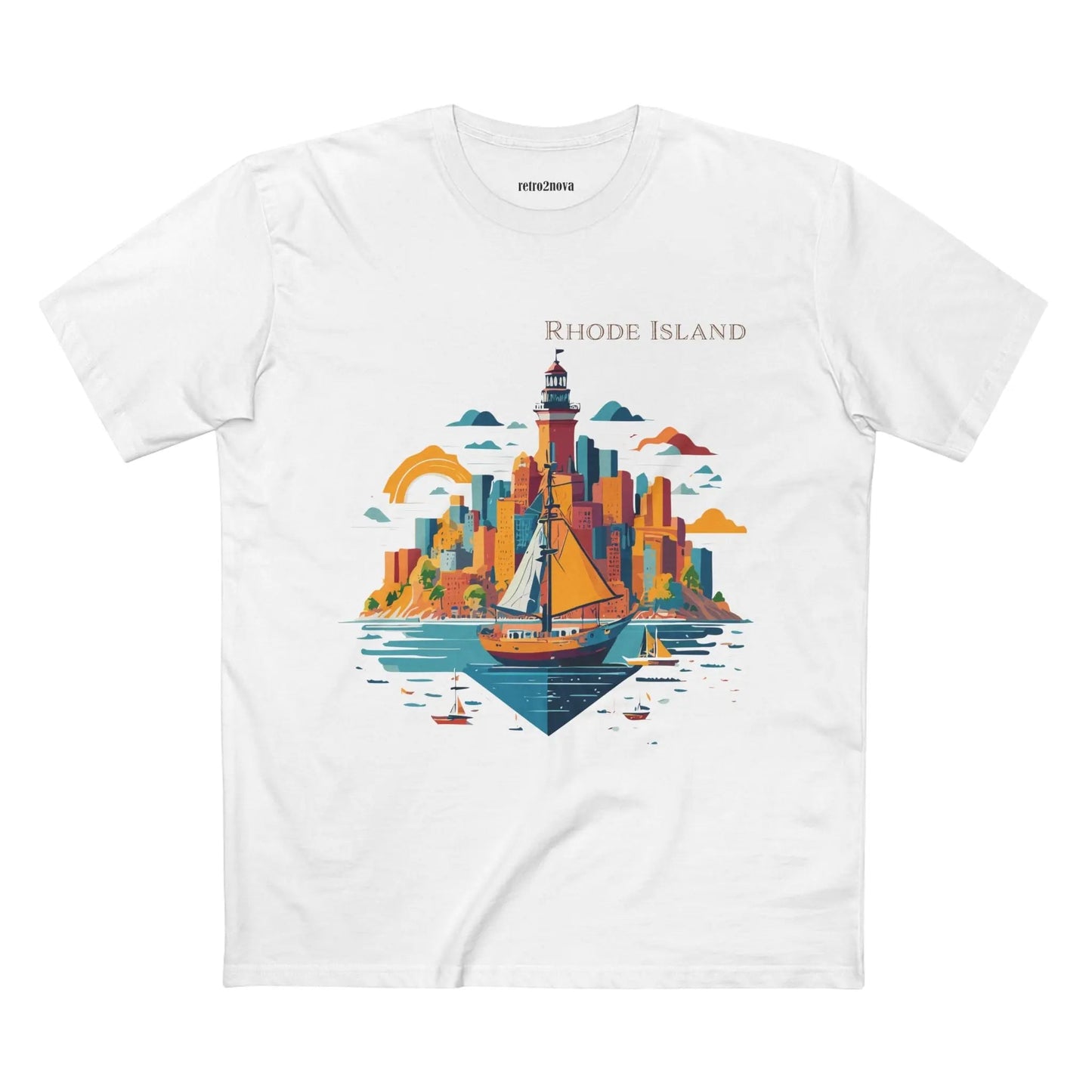 Rhode Island State Shirt Unisex Premium Cotton Tee With Original Art Design Retro2Nova