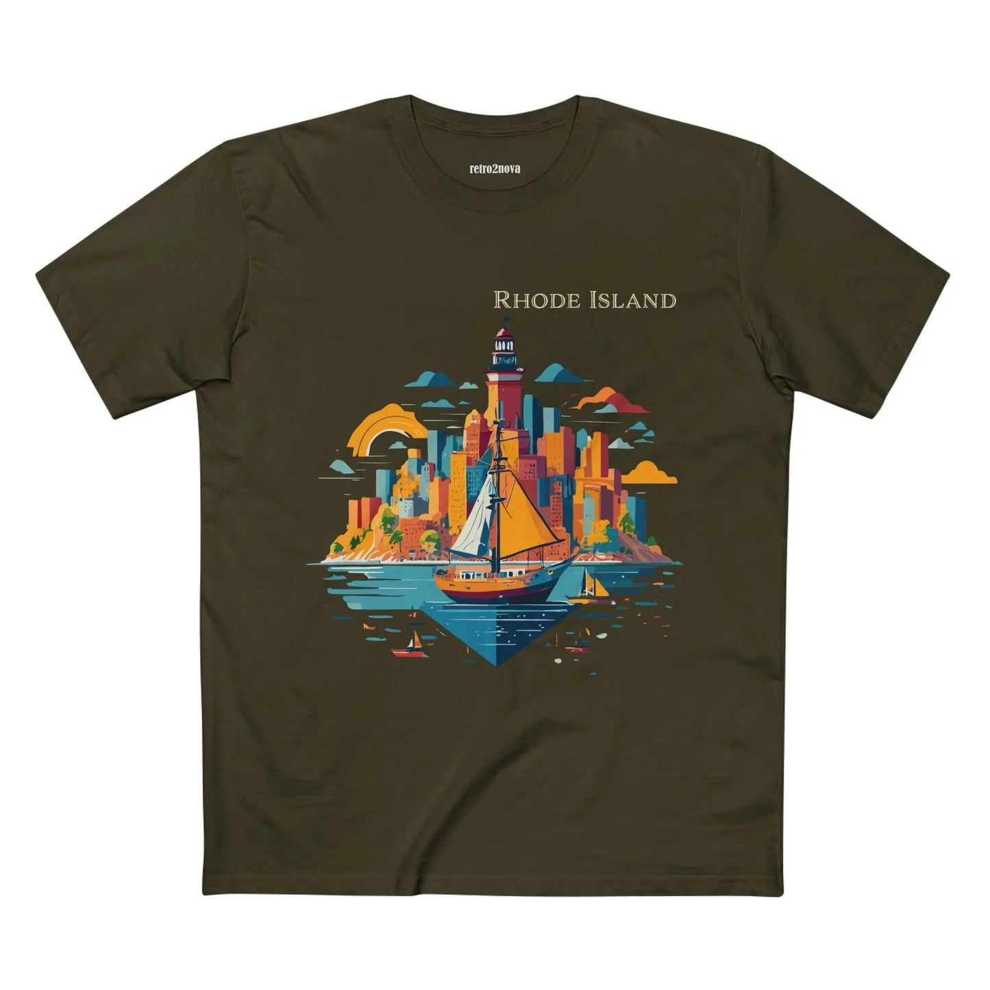 Rhode Island State Shirt Unisex Premium Cotton Tee With Original Art Design Retro2Nova