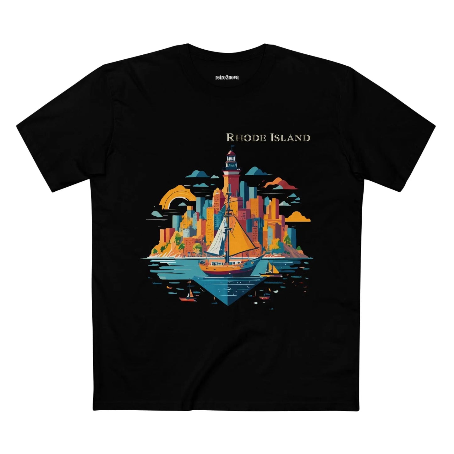 Rhode Island State Shirt Unisex Premium Cotton Tee With Original Art Design Retro2Nova