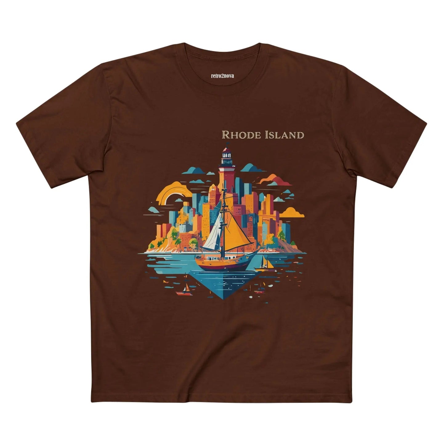 Rhode Island State Shirt Unisex Premium Cotton Tee With Original Art Design Retro2Nova
