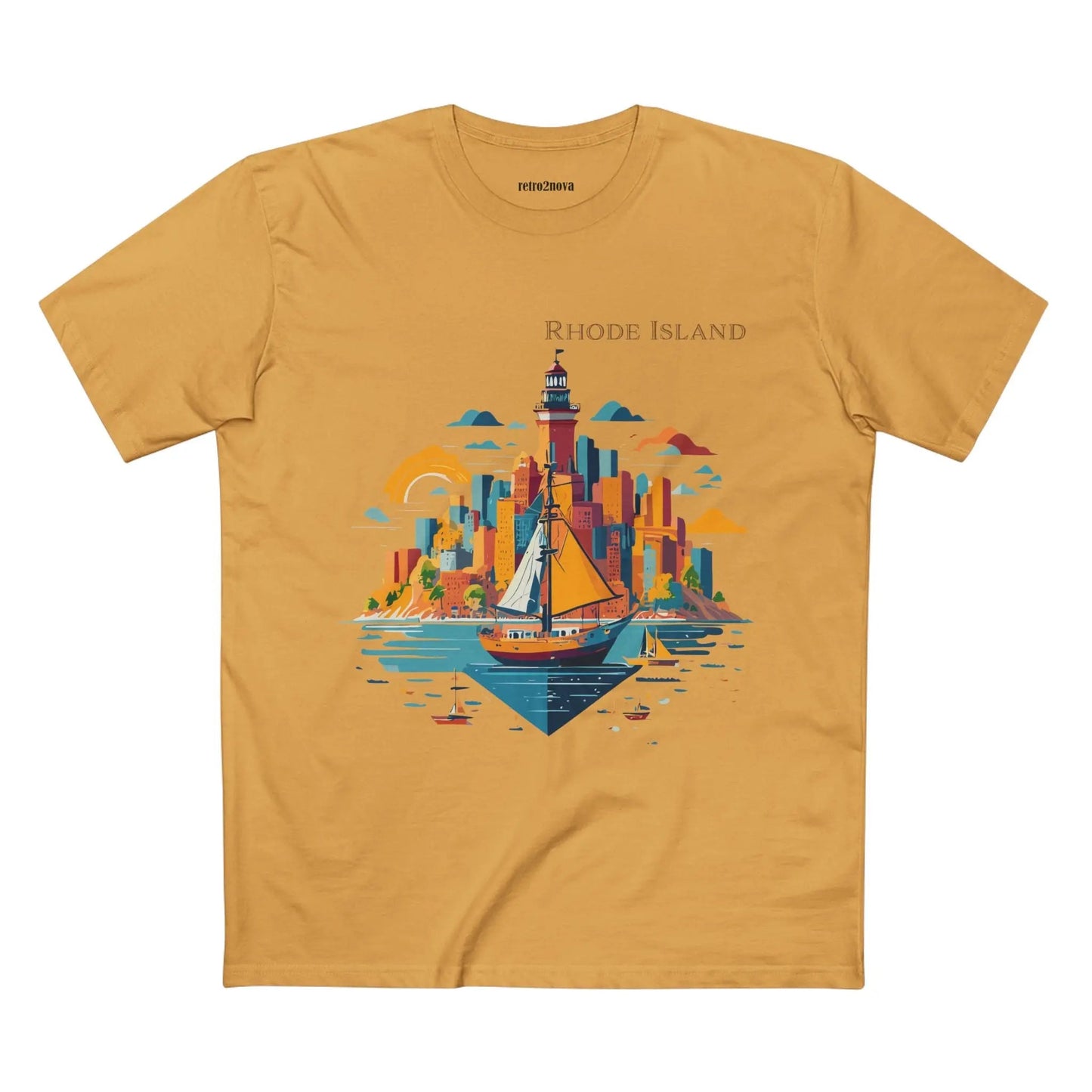 Rhode Island State Shirt Unisex Premium Cotton Tee With Original Art Design Retro2Nova