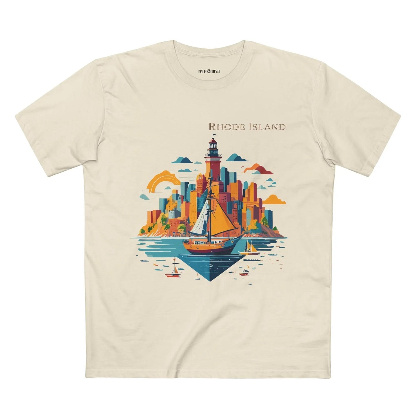 Rhode Island State Shirt Unisex Premium Cotton Tee With Original Art Design Retro2Nova