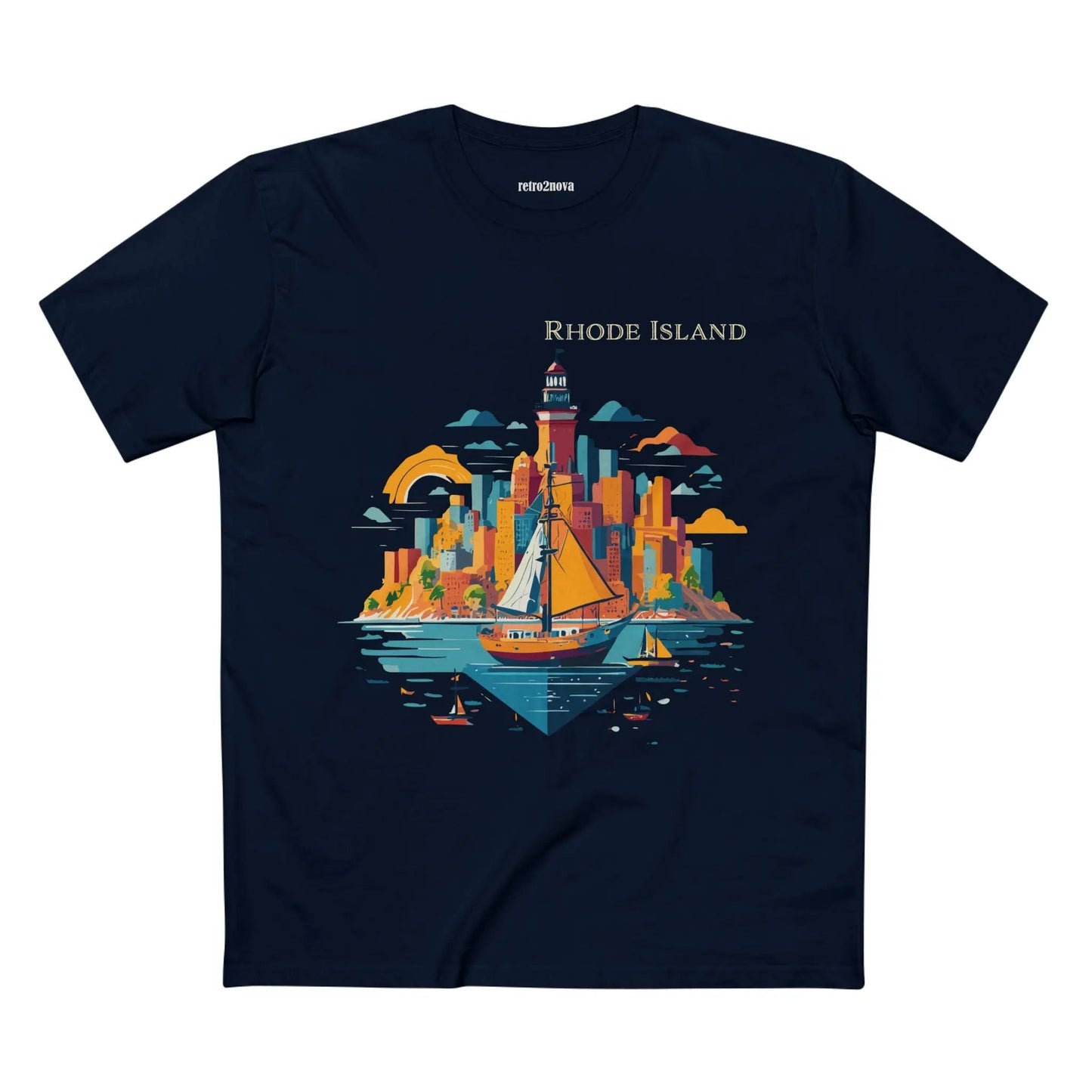 Rhode Island State Shirt Unisex Premium Cotton Tee With Original Art Design Retro2Nova
