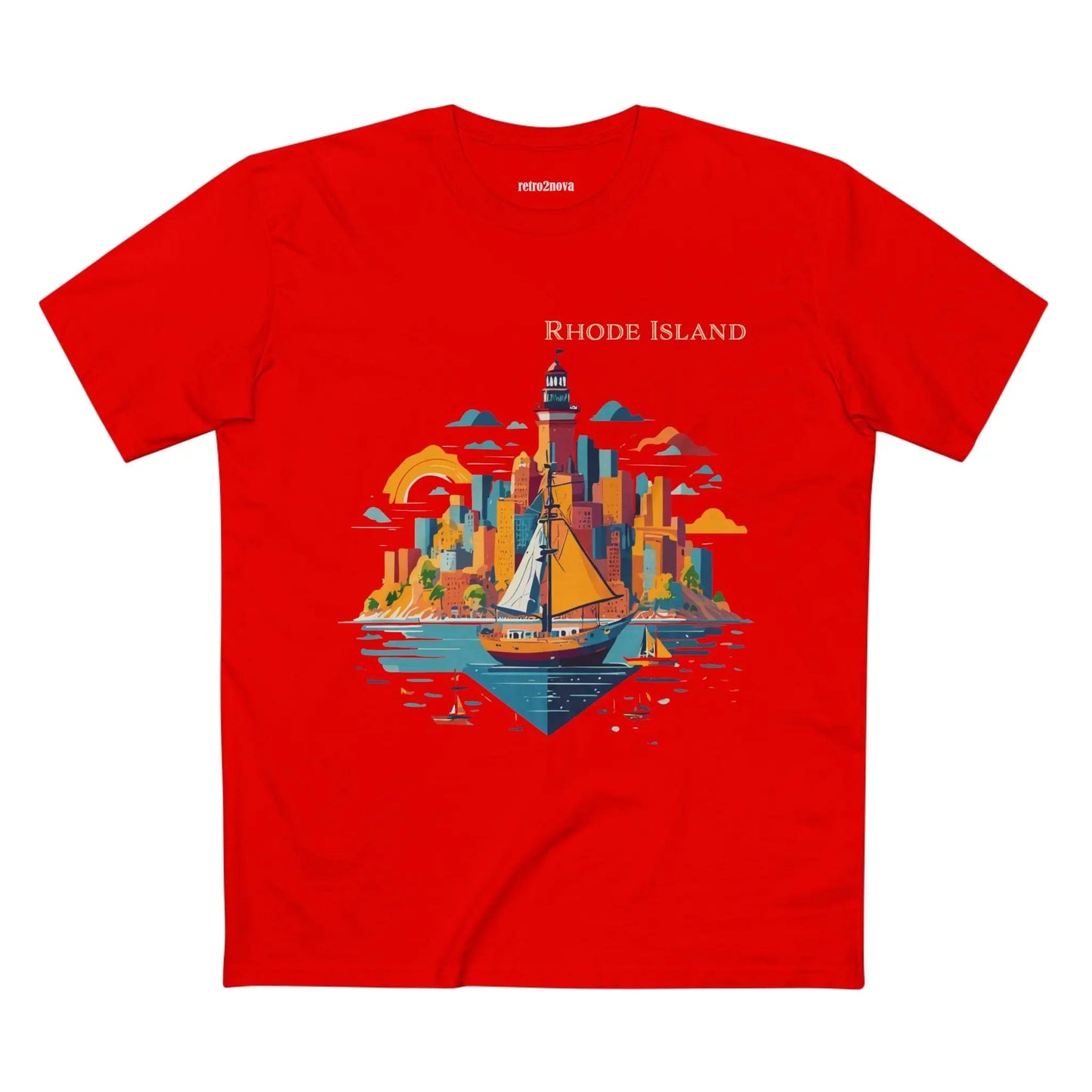 Rhode Island State Shirt Unisex Premium Cotton Tee With Original Art Design Retro2Nova