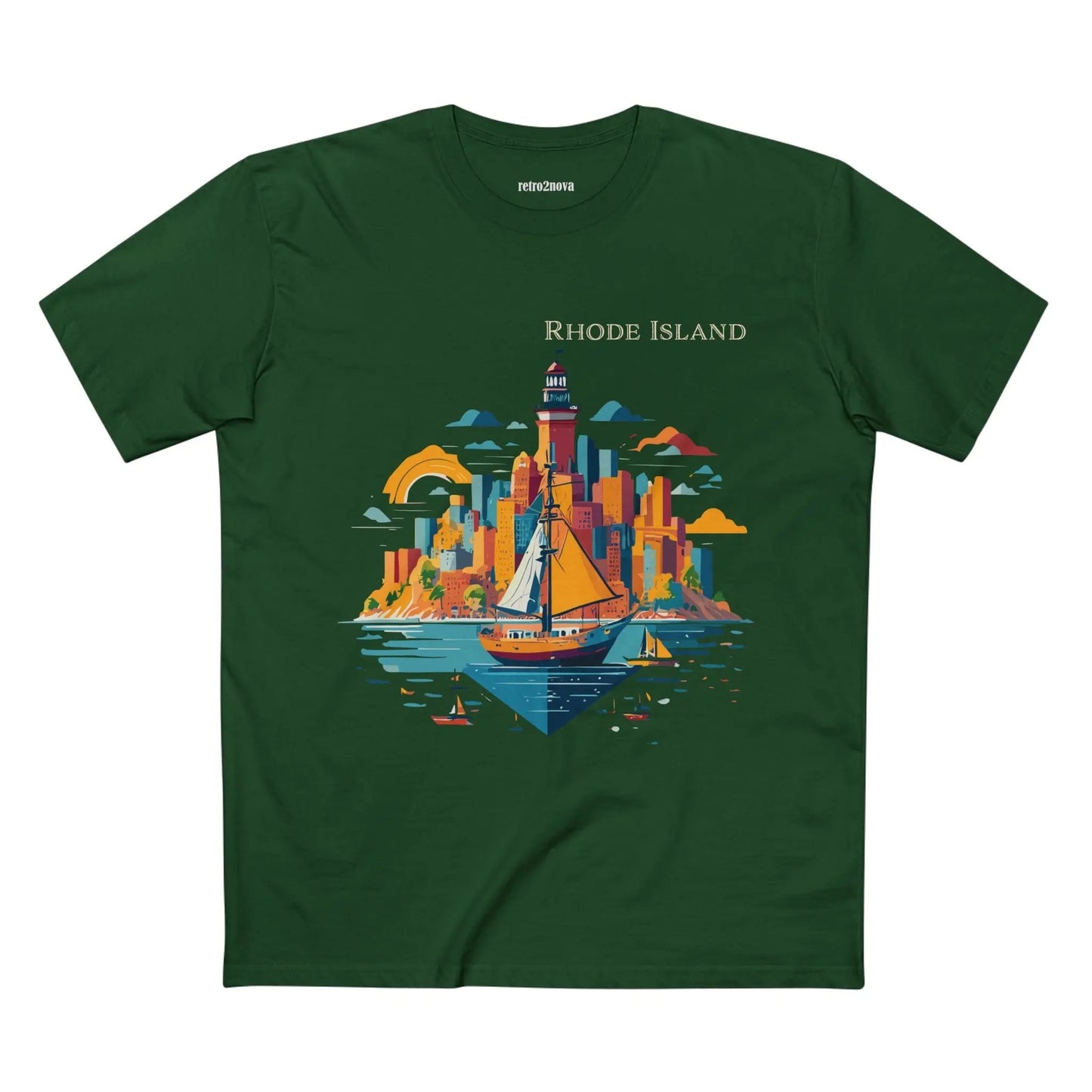 Rhode Island State Shirt Unisex Premium Cotton Tee With Original Art Design Retro2Nova