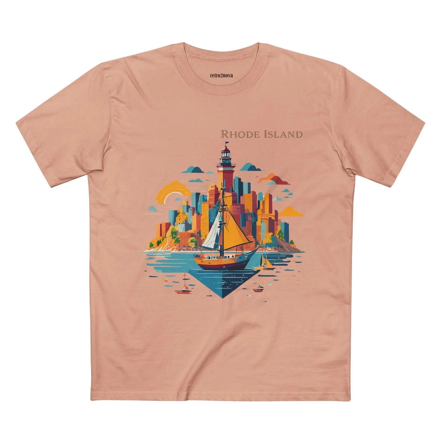 Rhode Island State Shirt Unisex Premium Cotton Tee With Original Art Design Retro2Nova