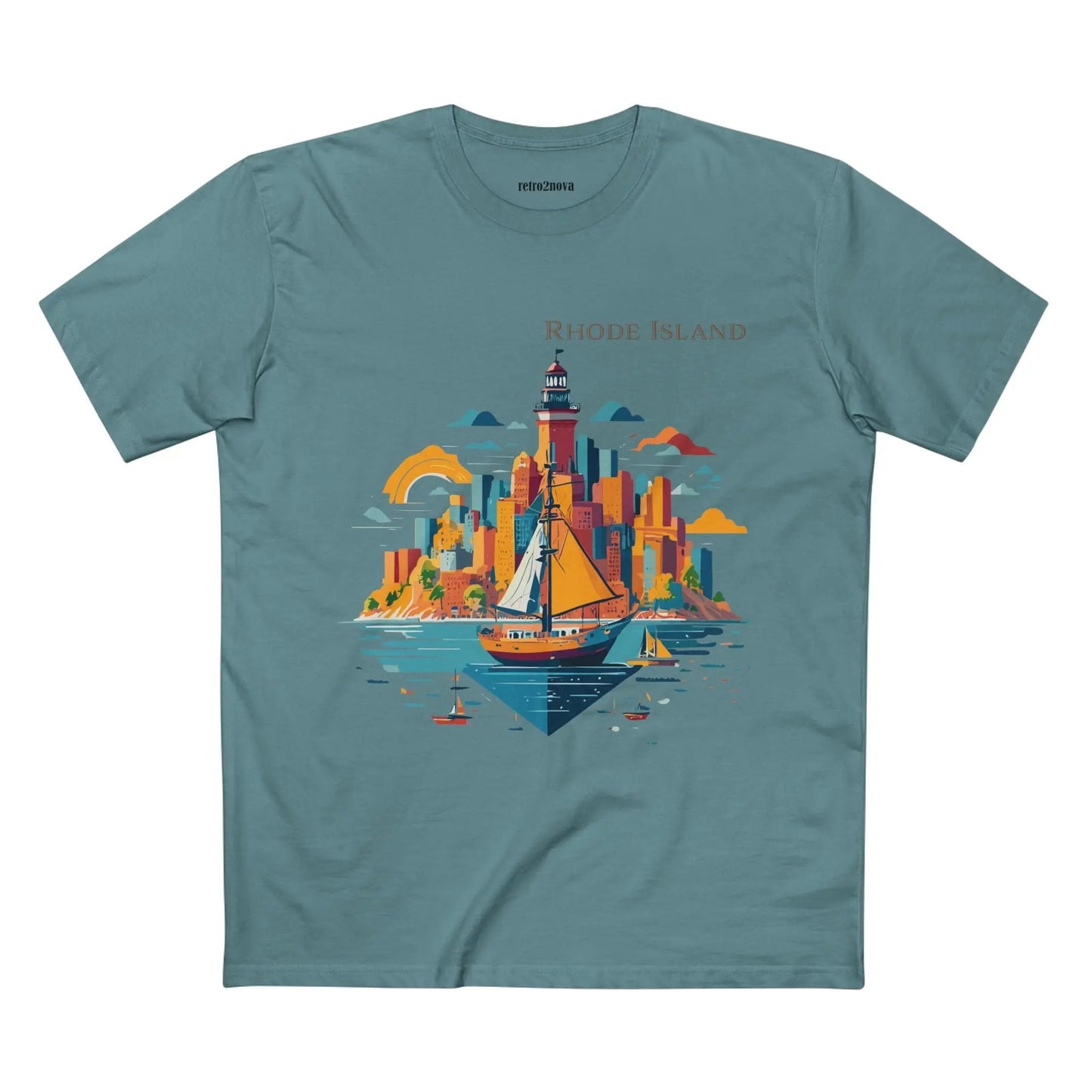 Rhode Island State Shirt Unisex Premium Cotton Tee With Original Art Design Retro2Nova