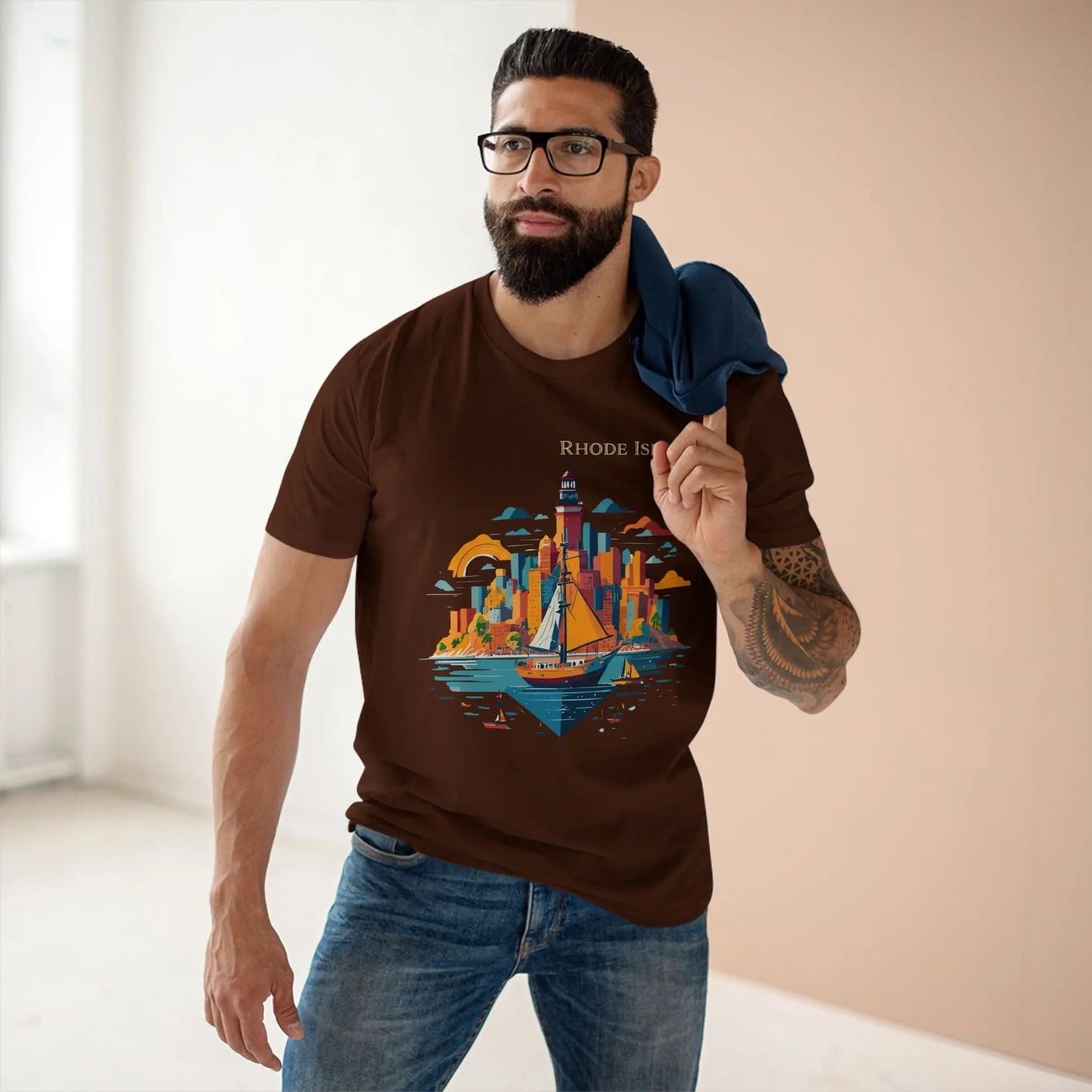 Rhode Island State Shirt Unisex Premium Cotton Tee With Original Art Design Retro2Nova