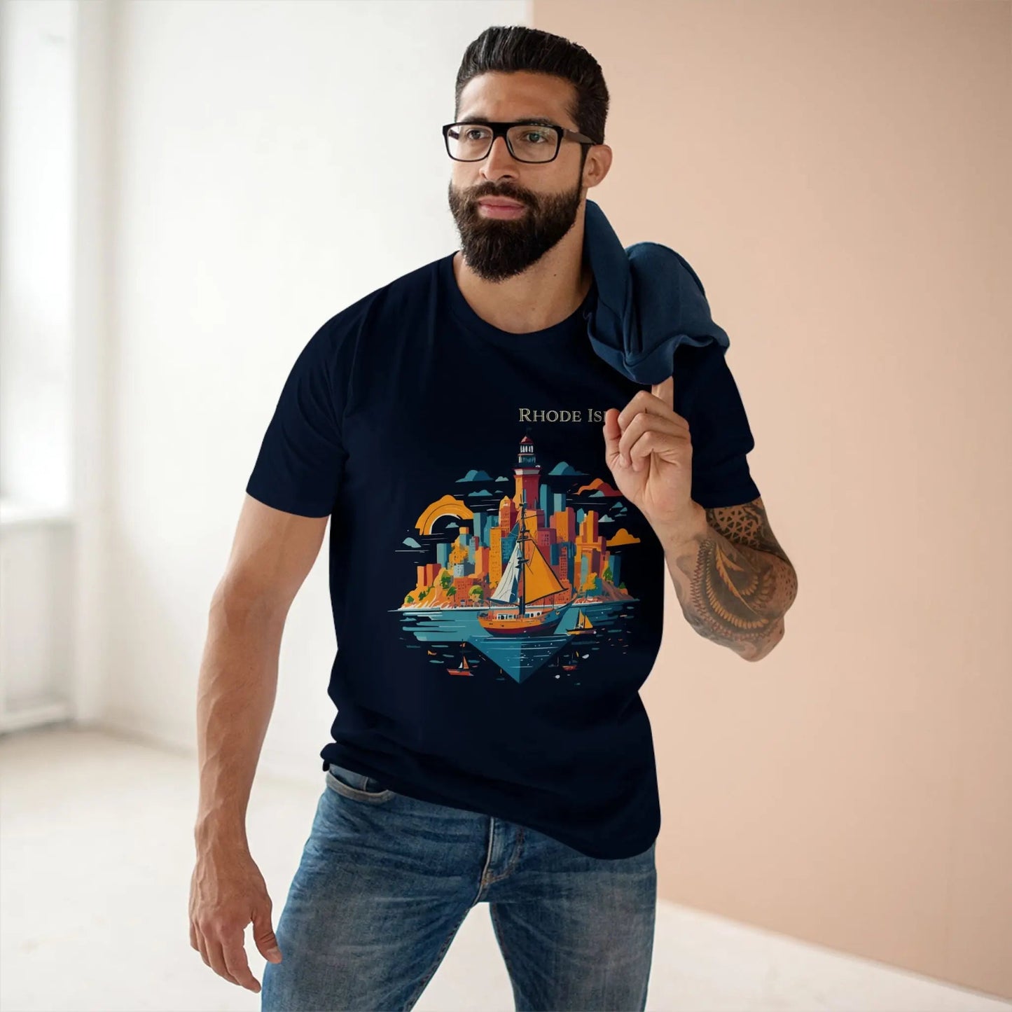 Rhode Island State Shirt Unisex Premium Cotton Tee With Original Art Design Retro2Nova
