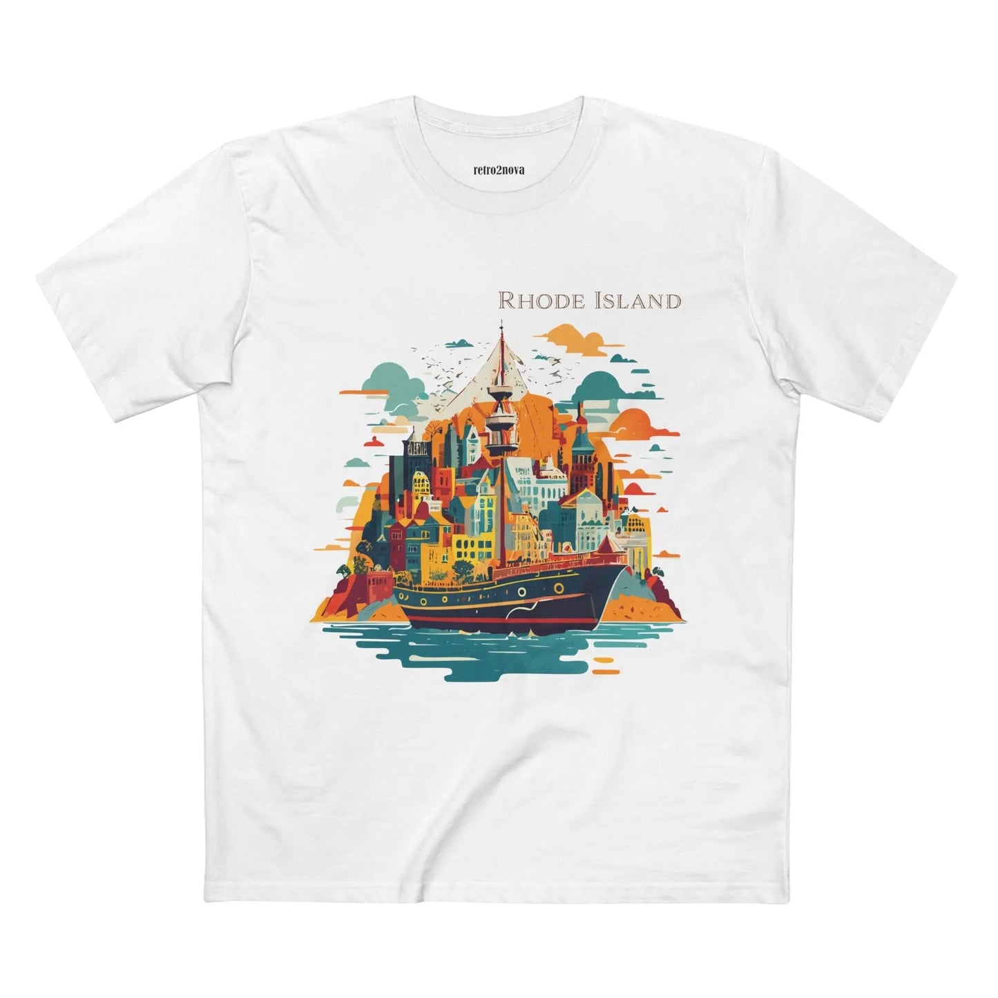Rhode Island State Shirt Unisex Premium Cotton Tee With Original Art By Retro2Nova