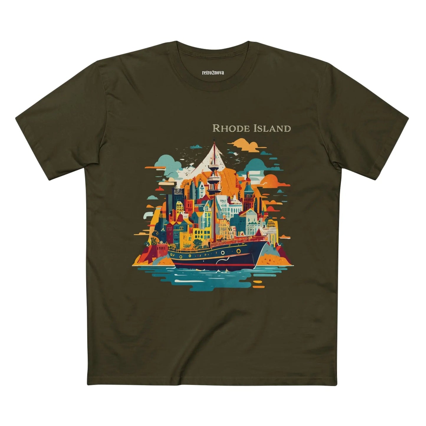 Rhode Island State Shirt Unisex Premium Cotton Tee With Original Art By Retro2Nova