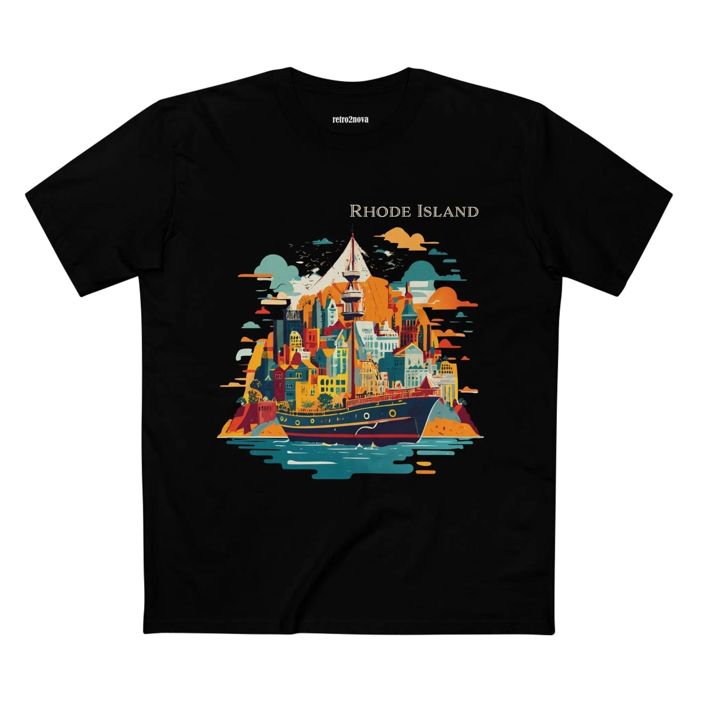 Rhode Island State Shirt Unisex Premium Cotton Tee With Original Art By Retro2Nova