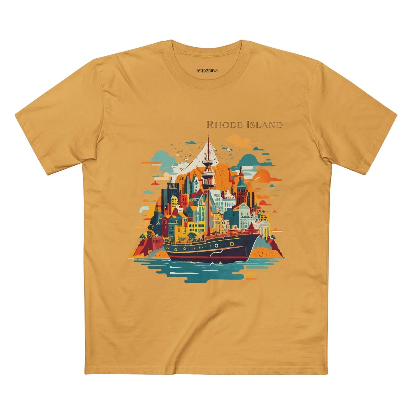 Rhode Island State Shirt Unisex Premium Cotton Tee With Original Art By Retro2Nova