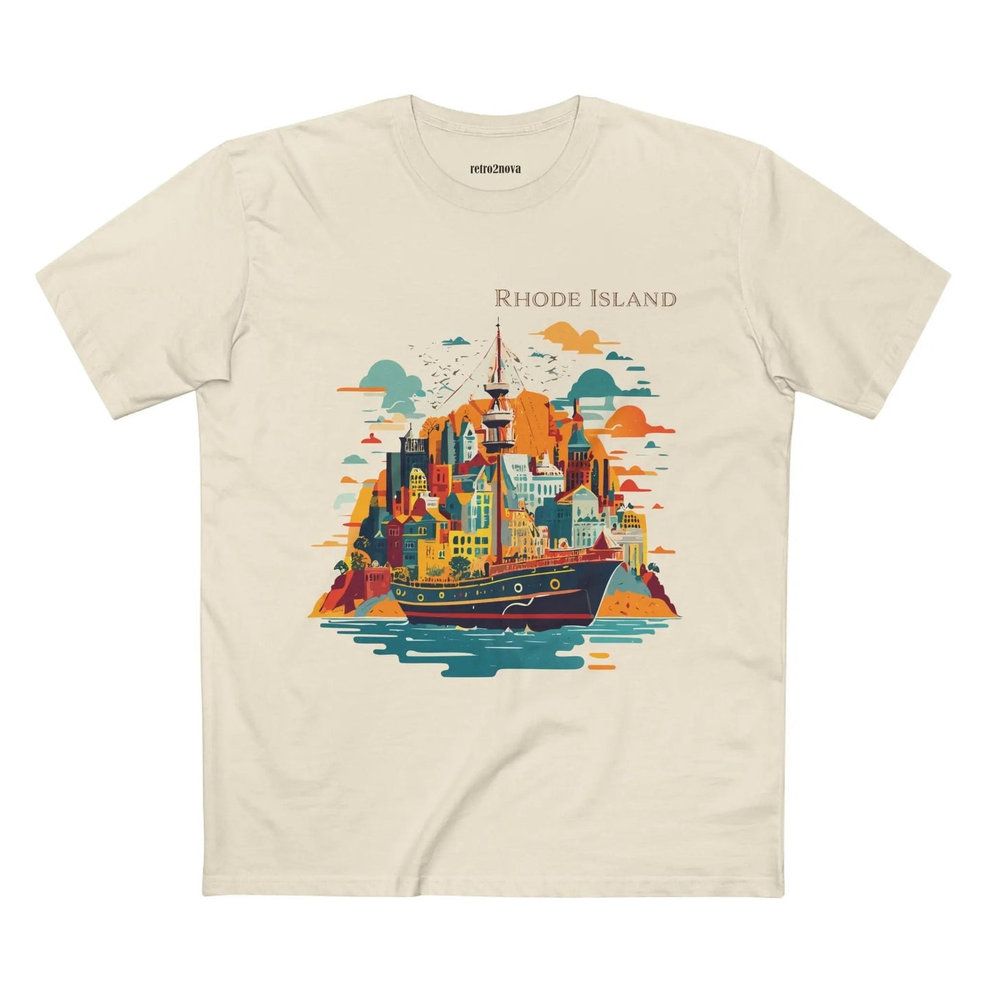 Rhode Island State Shirt Unisex Premium Cotton Tee With Original Art By Retro2Nova