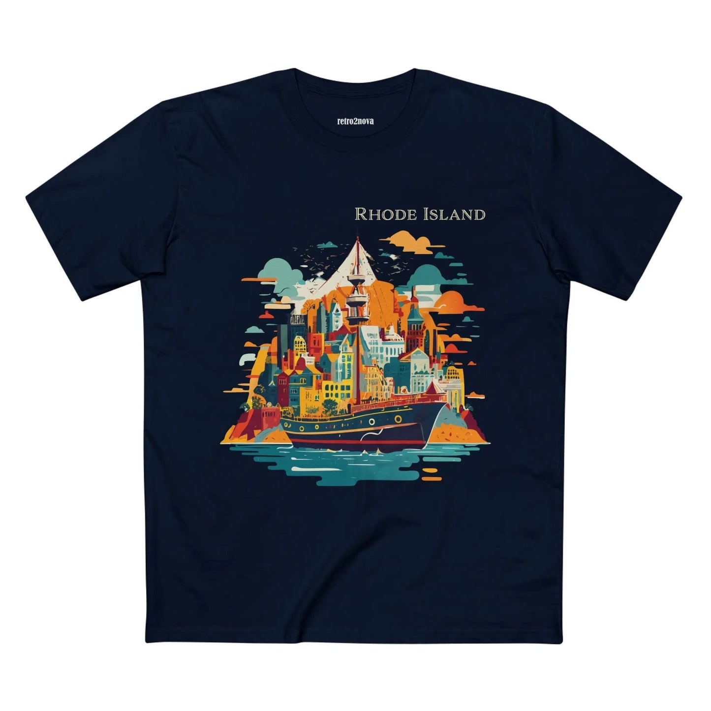 Rhode Island State Shirt Unisex Premium Cotton Tee With Original Art By Retro2Nova