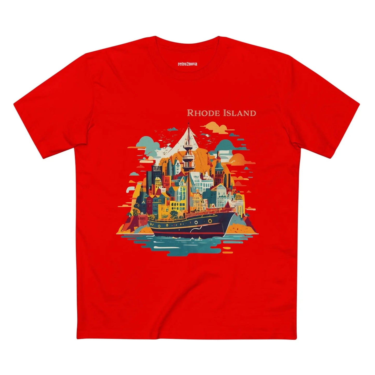 Rhode Island State Shirt Unisex Premium Cotton Tee With Original Art By Retro2Nova