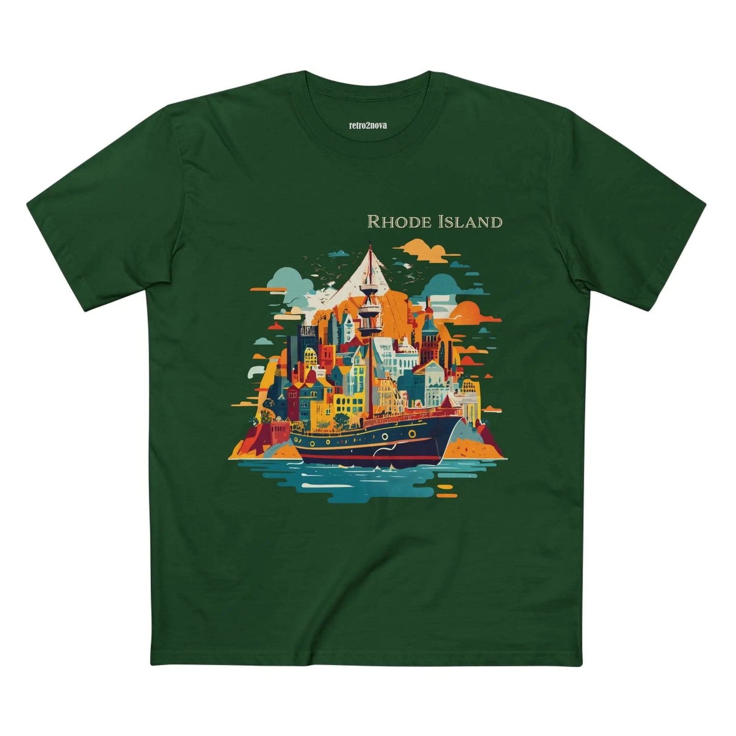 Rhode Island State Shirt Unisex Premium Cotton Tee With Original Art By Retro2Nova