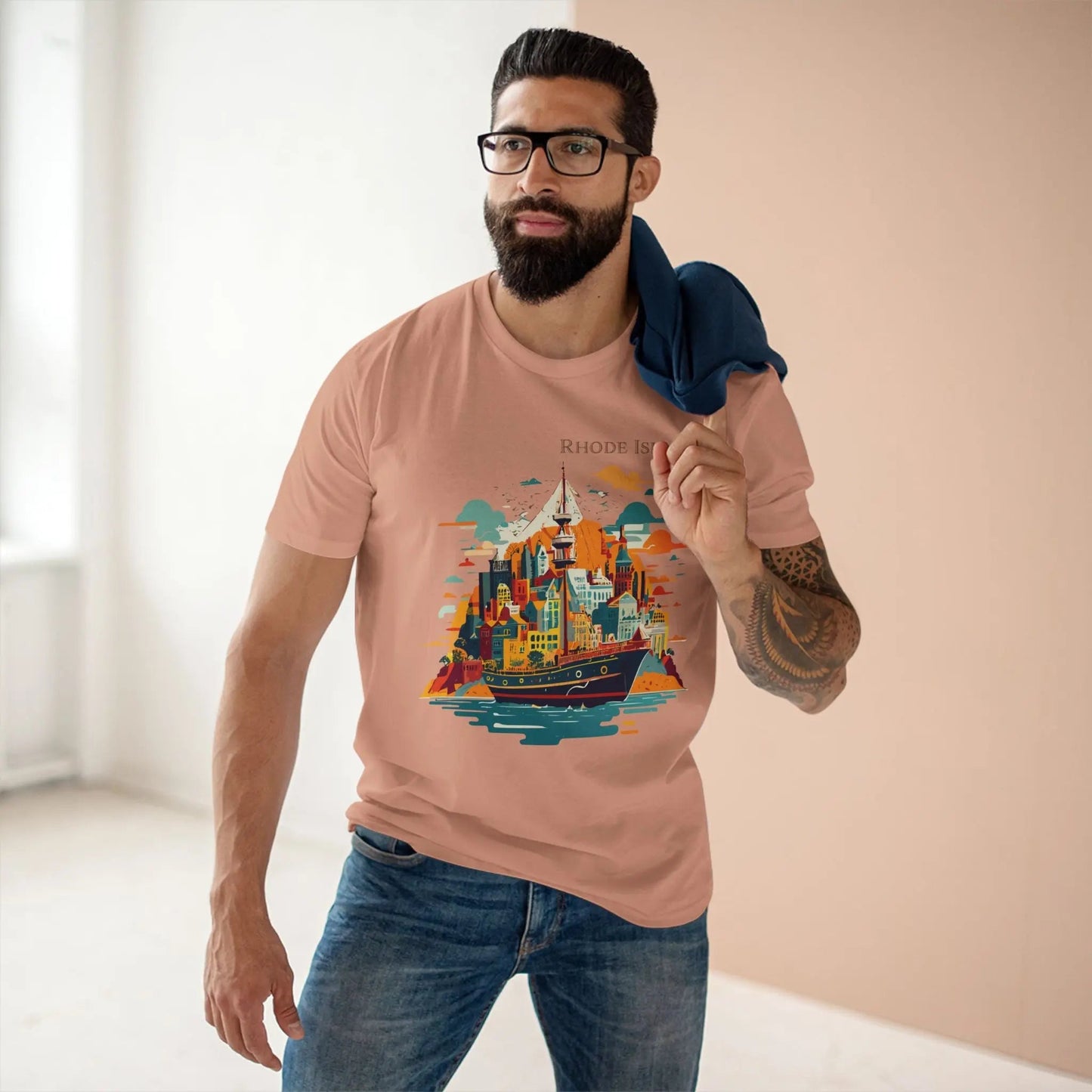 Rhode Island State Shirt Unisex Premium Cotton Tee With Original Art By Retro2Nova