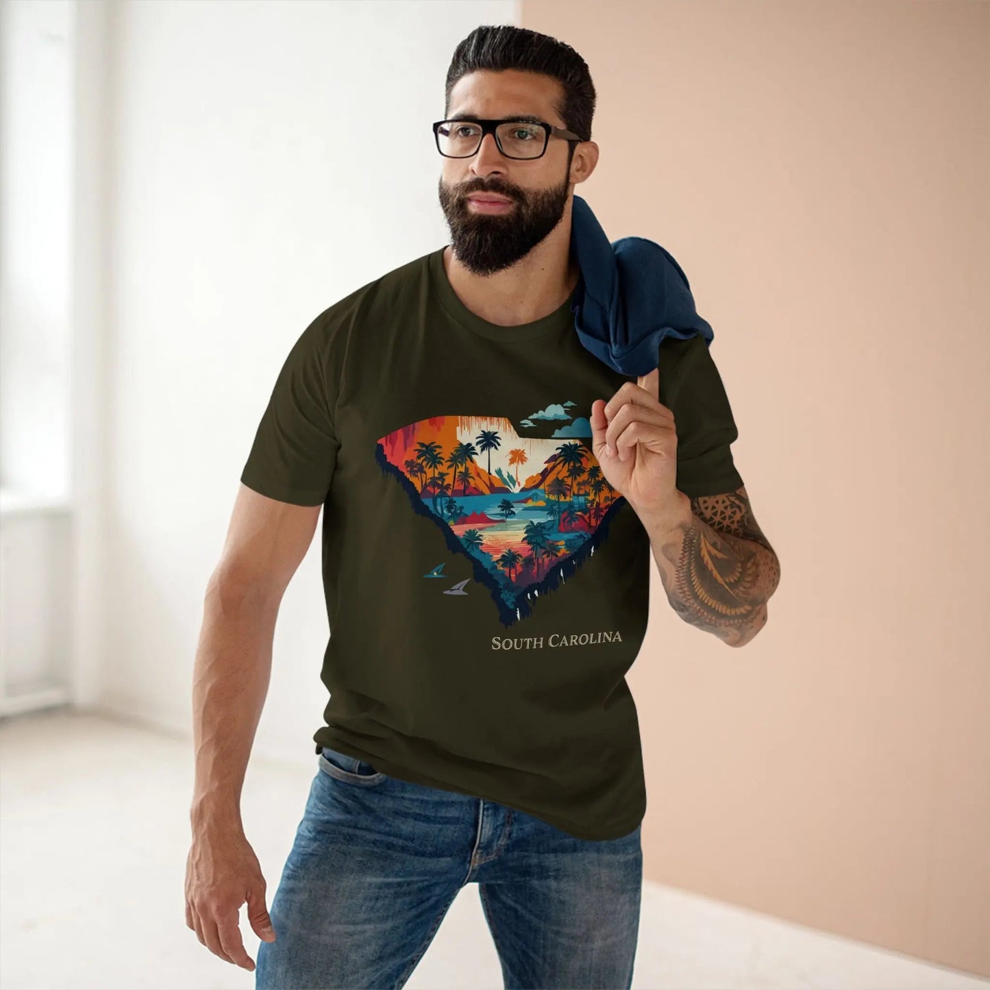 South Carolina State Shirt Unisex Premium Cotton Tee With Original Art Design By Retro2Nova