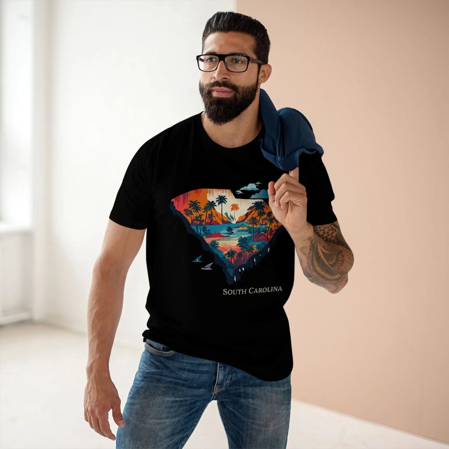 South Carolina State Shirt Unisex Premium Cotton Tee With Original Art Design By Retro2Nova
