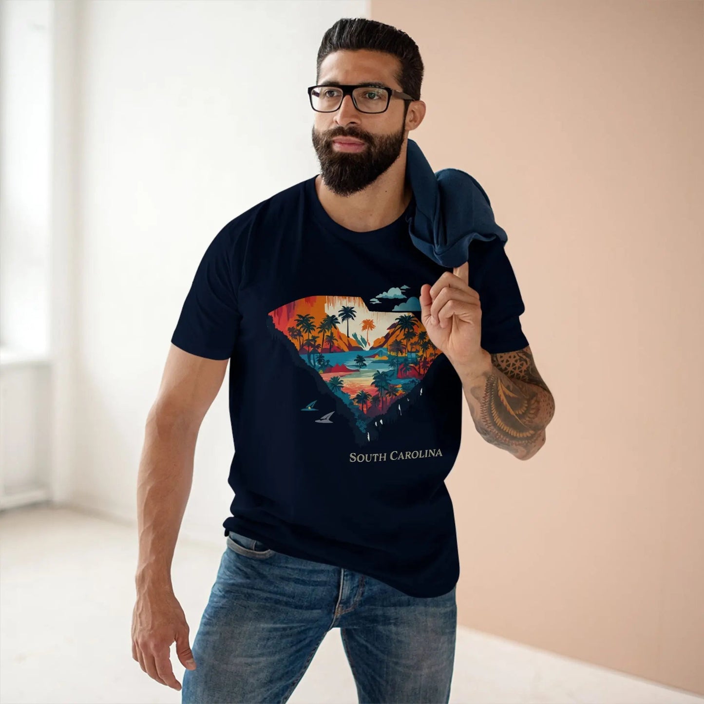 South Carolina State Shirt Unisex Premium Cotton Tee With Original Art Design By Retro2Nova