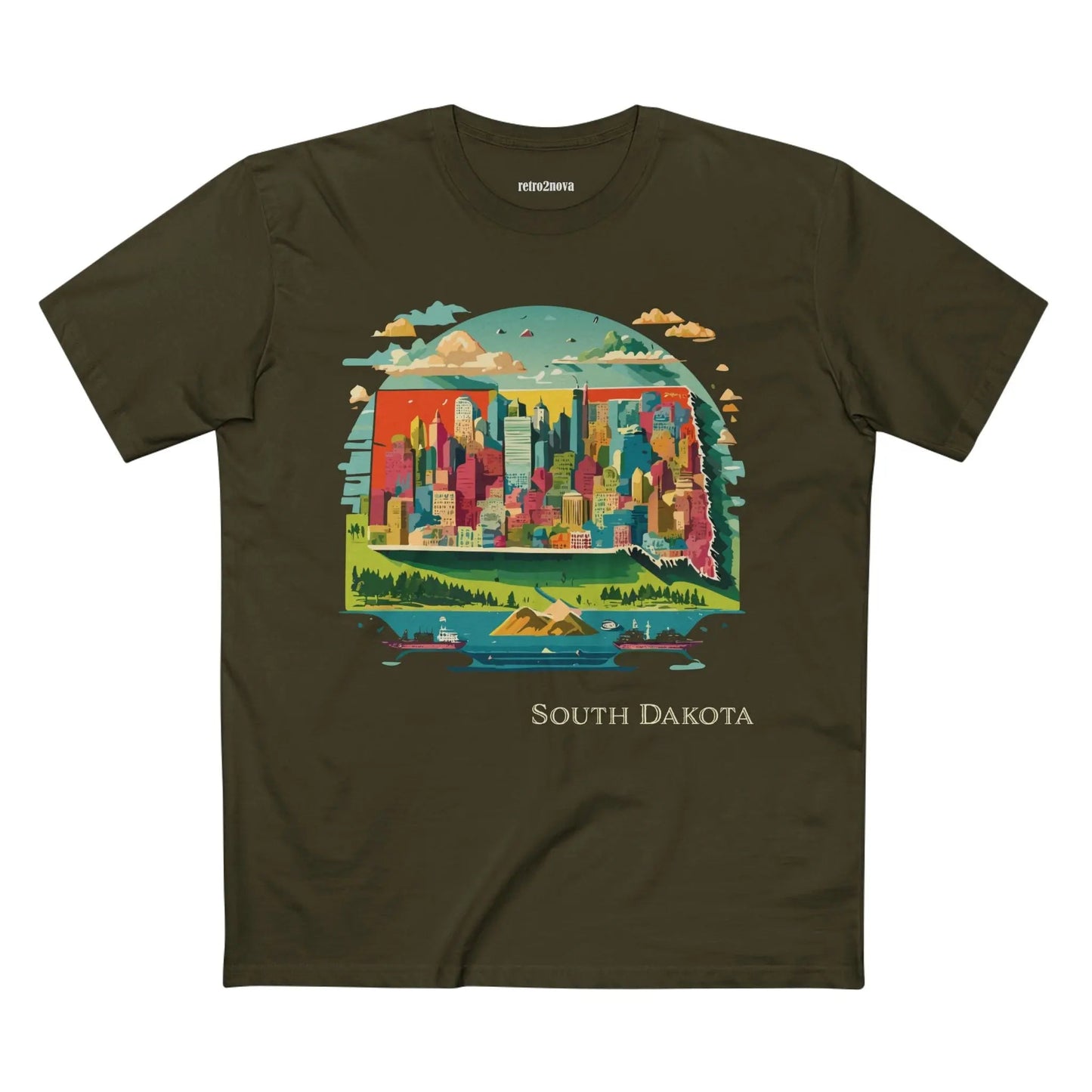 South Dakota State Shirt Unisex Premium Cotton Tee With Original Art Design Retro2Nova