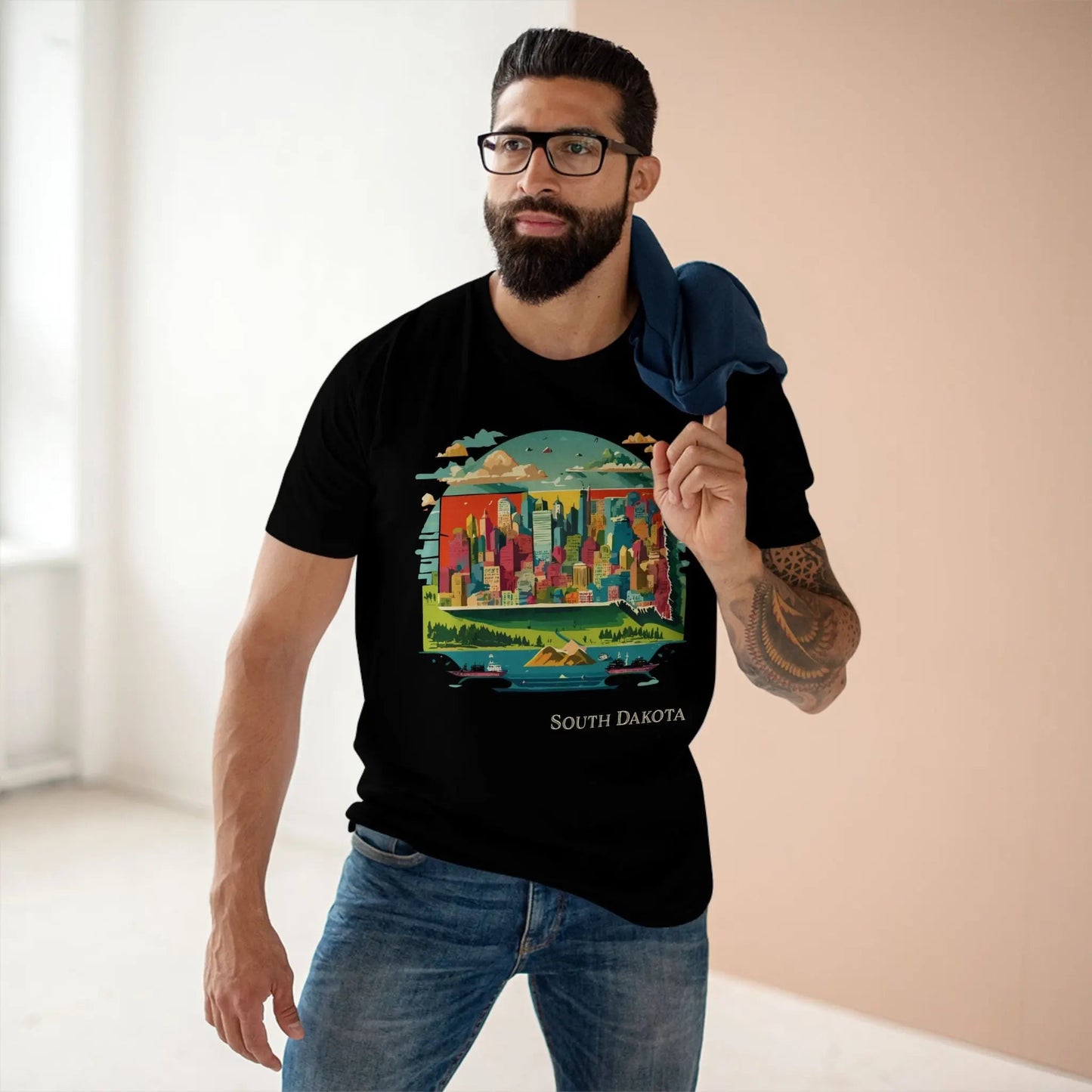 South Dakota State Shirt Unisex Premium Cotton Tee With Original Art Design Retro2Nova