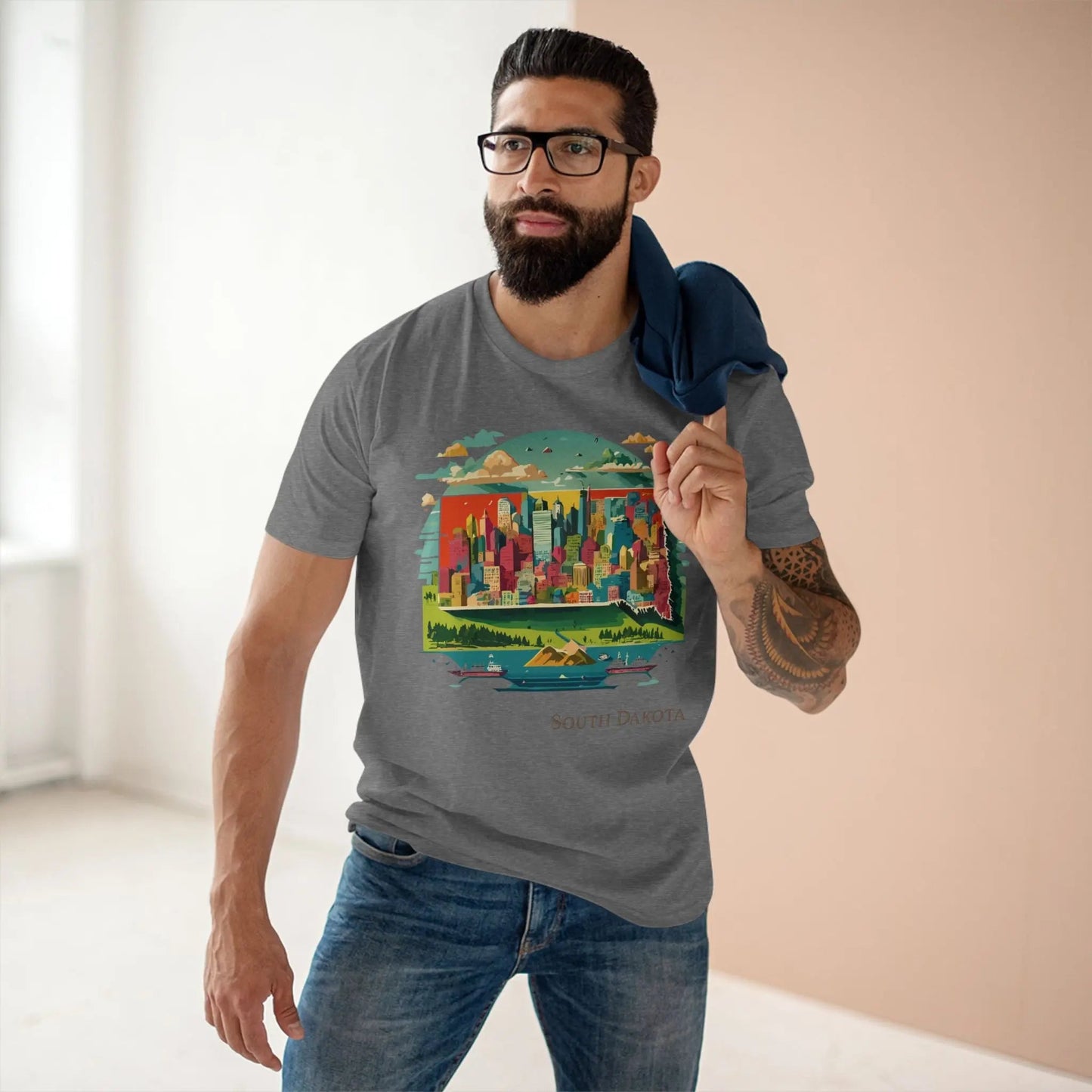 South Dakota State Shirt Unisex Premium Cotton Tee With Original Art Design Retro2Nova