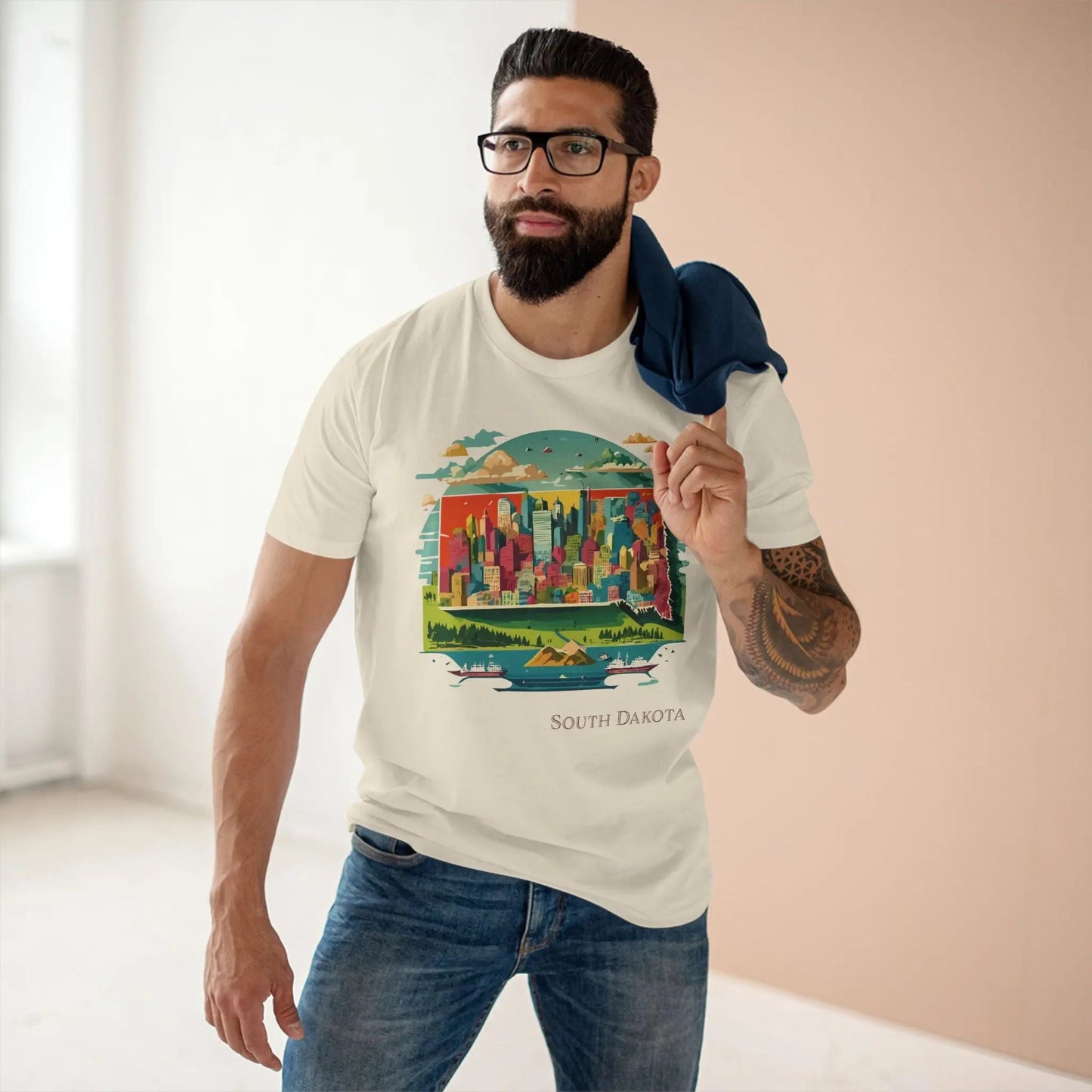 South Dakota State Shirt Unisex Premium Cotton Tee With Original Art Design Retro2Nova