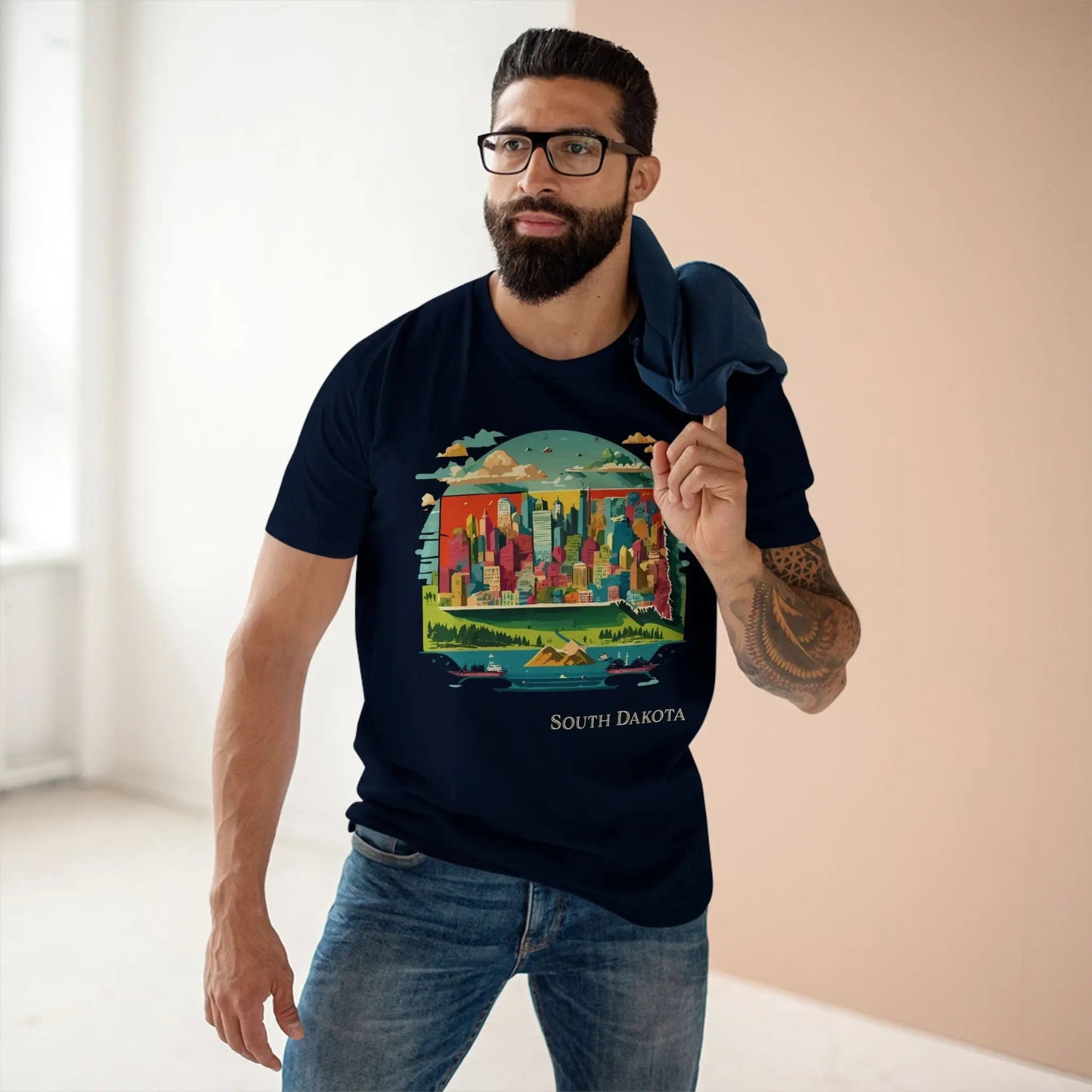 South Dakota State Shirt Unisex Premium Cotton Tee With Original Art Design Retro2Nova