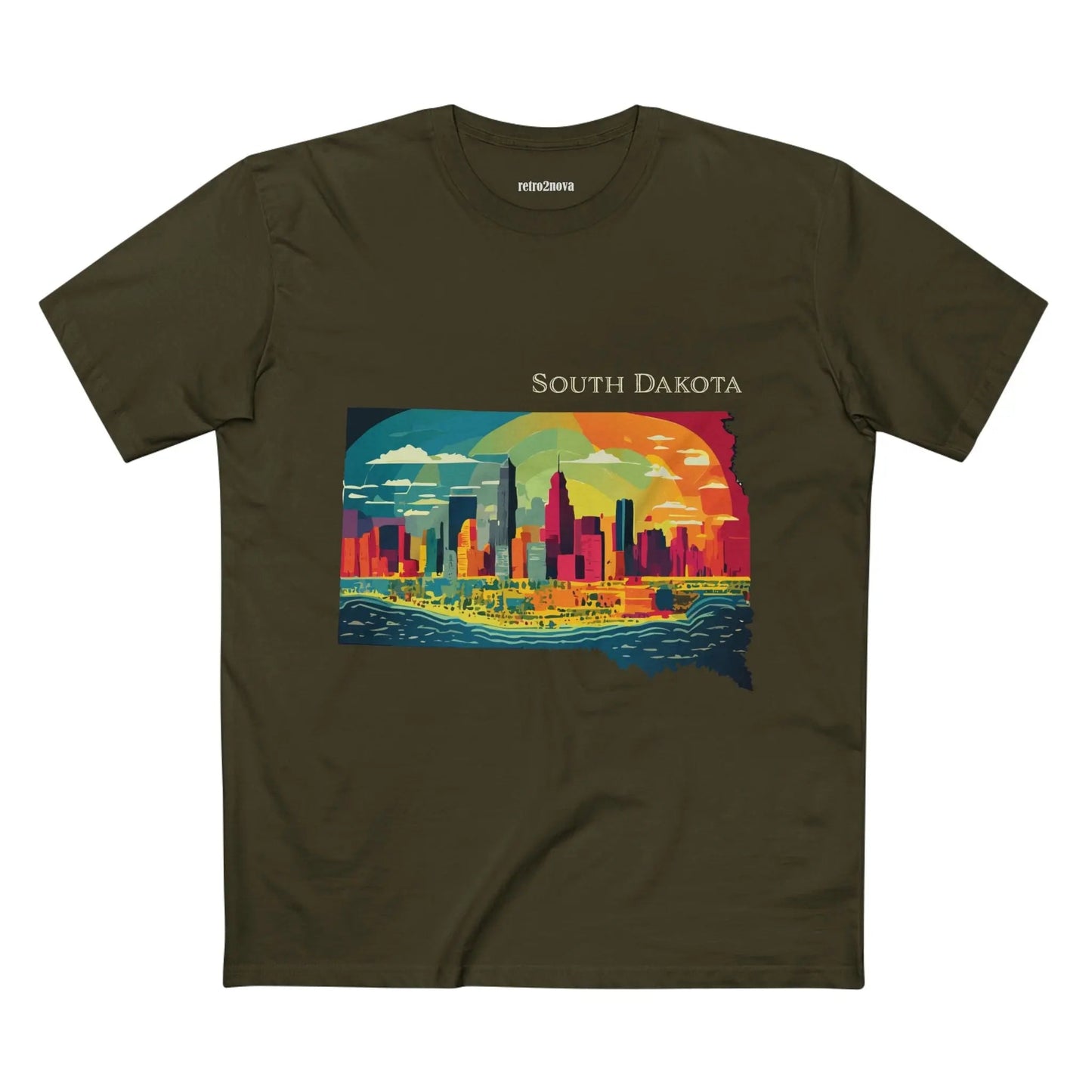 South Dakota State Shirt by Retro2Nova Premium Cotton Tee with Original Art Design