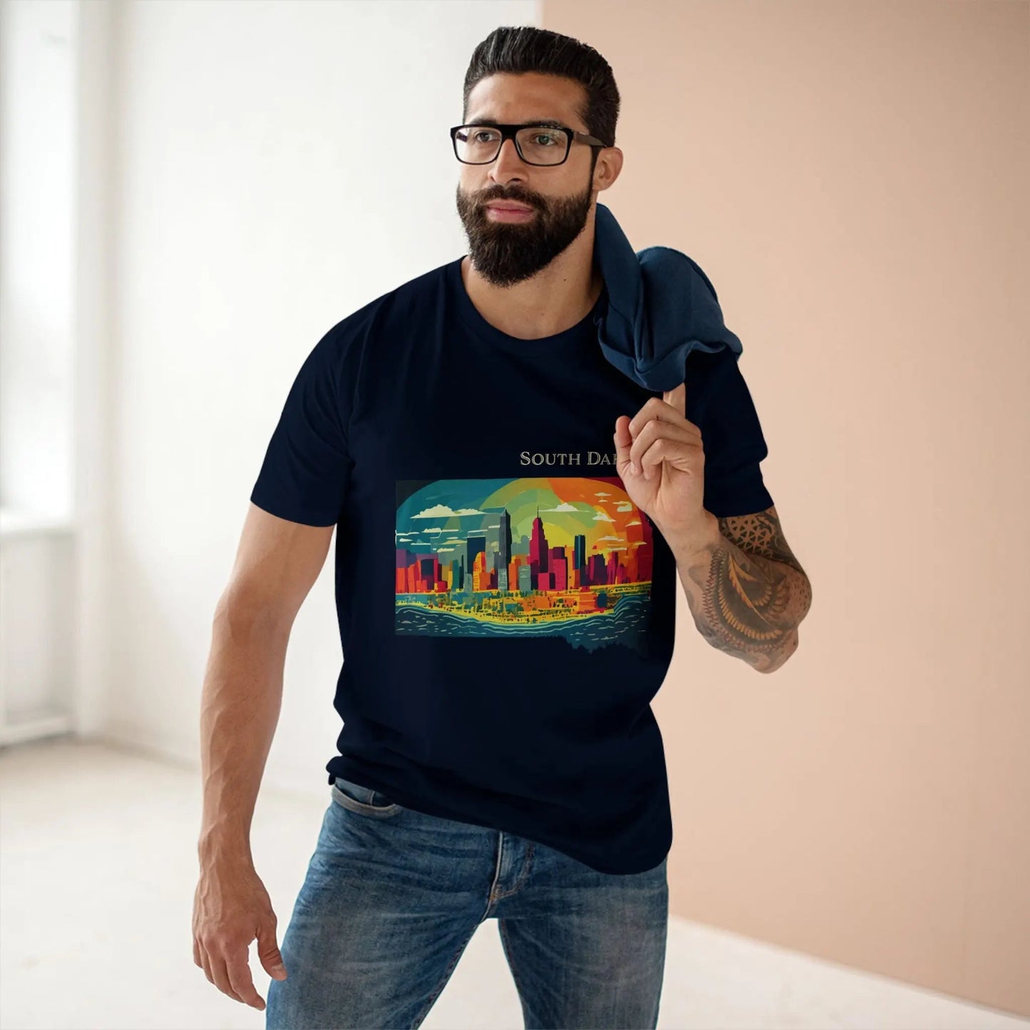 South Dakota State Shirt by Retro2Nova Premium Cotton Tee with Original Art Design