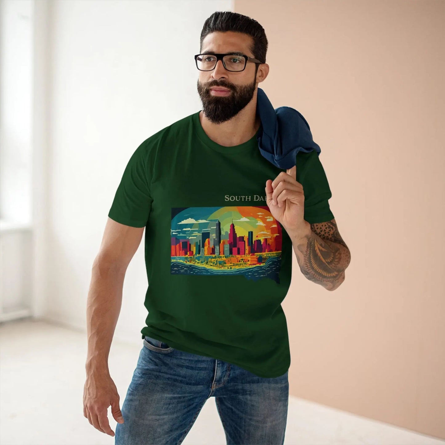 South Dakota State Shirt by Retro2Nova Premium Cotton Tee with Original Art Design