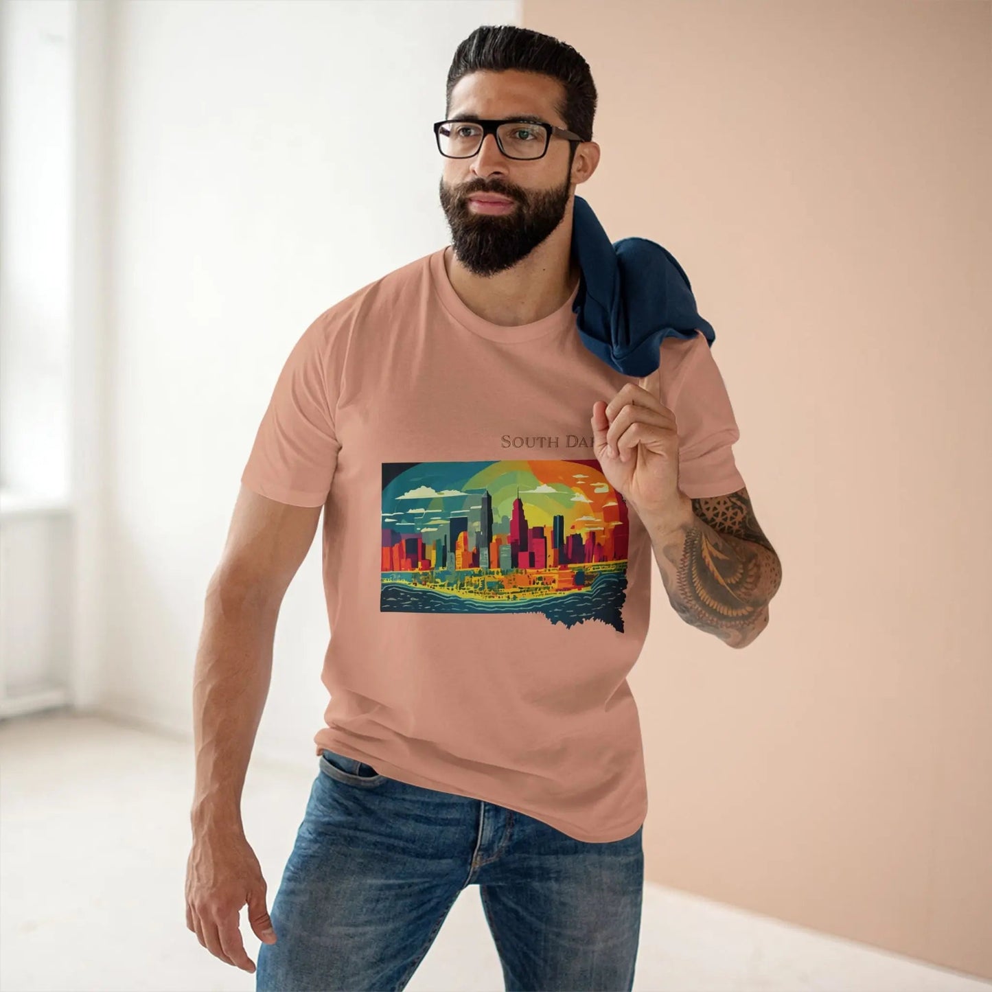 South Dakota State Shirt by Retro2Nova Premium Cotton Tee with Original Art Design