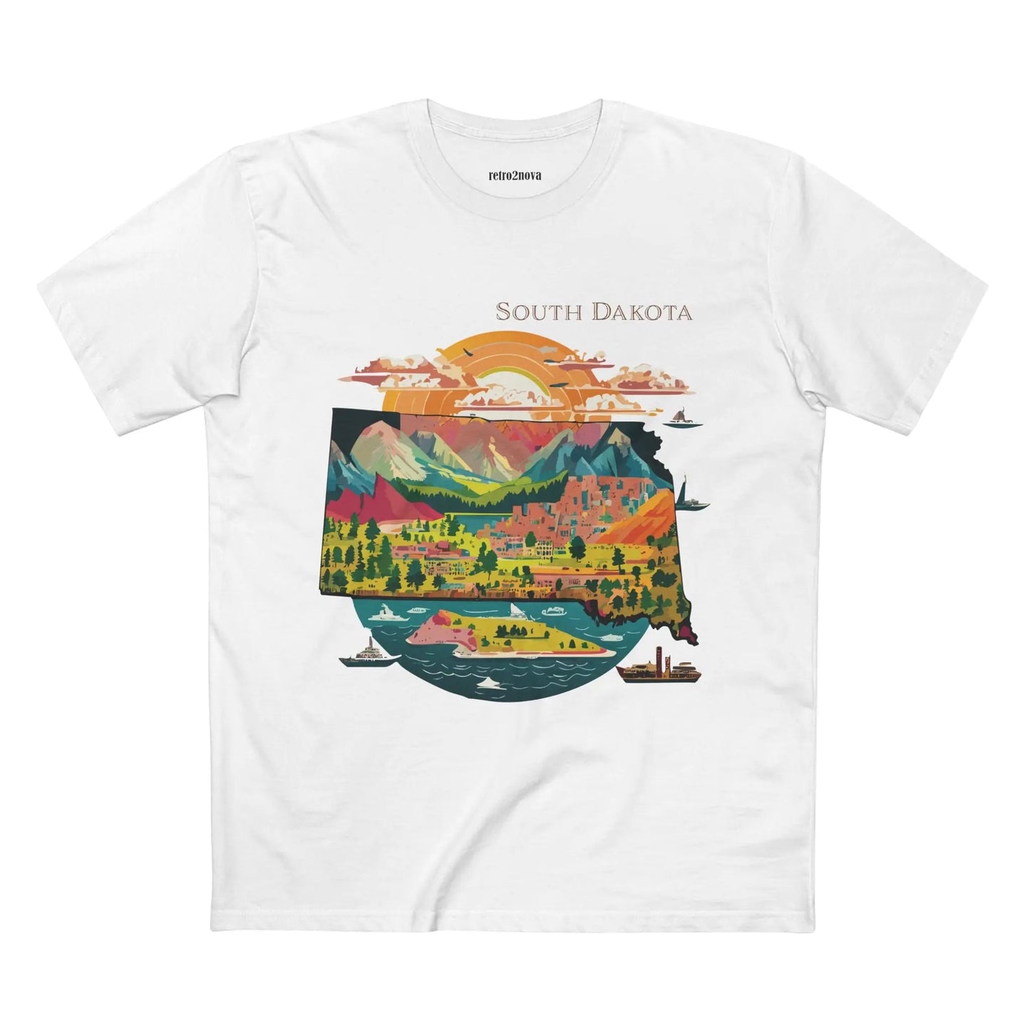 South Dakota US State Shirt Unisex Premium Cotton Tee With Original Art By Retro2Nova