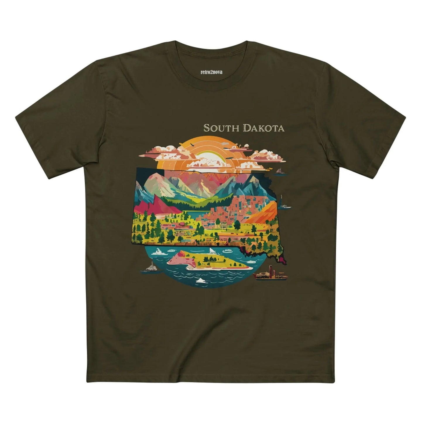South Dakota US State Shirt Unisex Premium Cotton Tee With Original Art By Retro2Nova