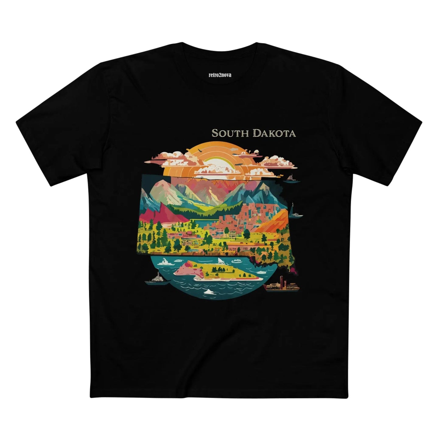 South Dakota US State Shirt Unisex Premium Cotton Tee With Original Art By Retro2Nova