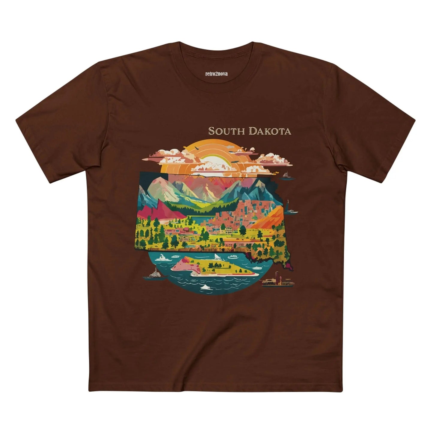 South Dakota US State Shirt Unisex Premium Cotton Tee With Original Art By Retro2Nova
