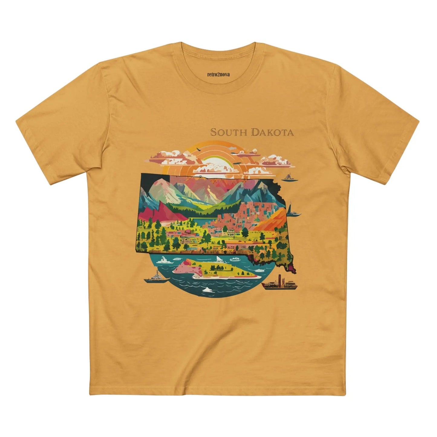 South Dakota US State Shirt Unisex Premium Cotton Tee With Original Art By Retro2Nova