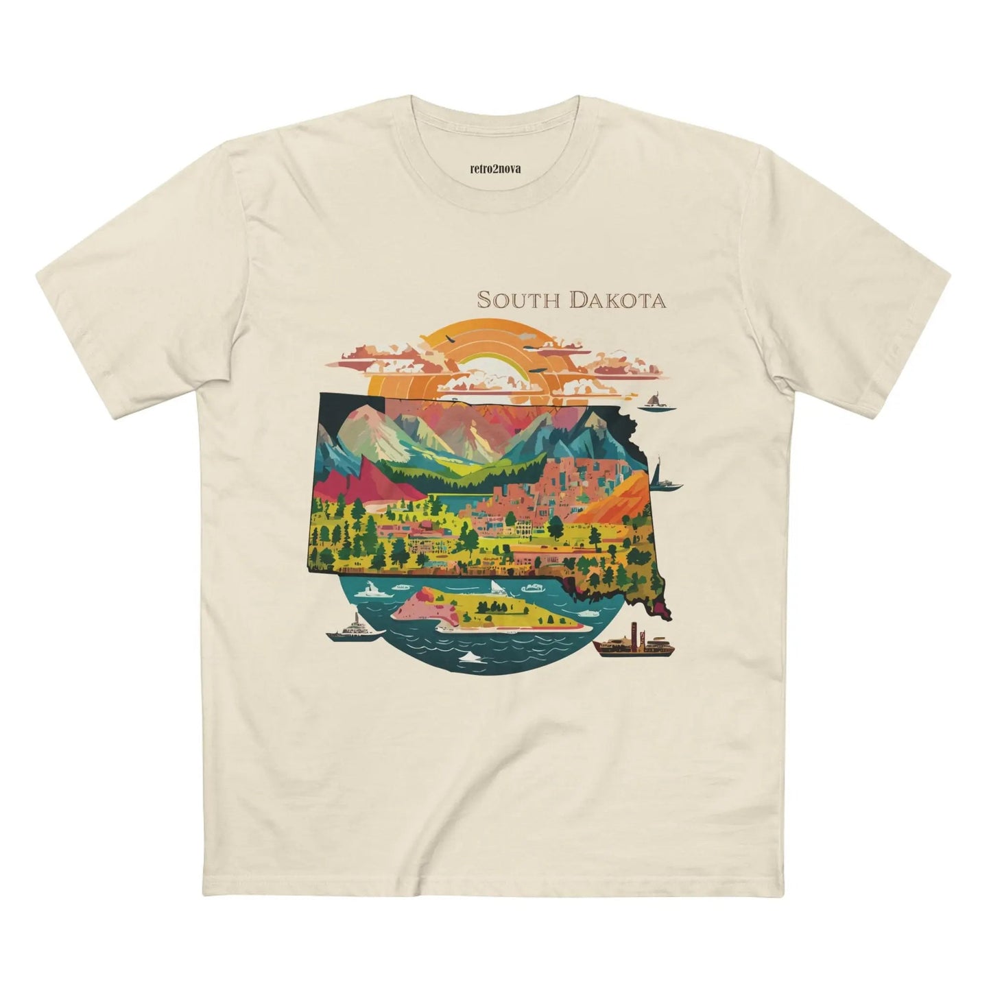 South Dakota US State Shirt Unisex Premium Cotton Tee With Original Art By Retro2Nova