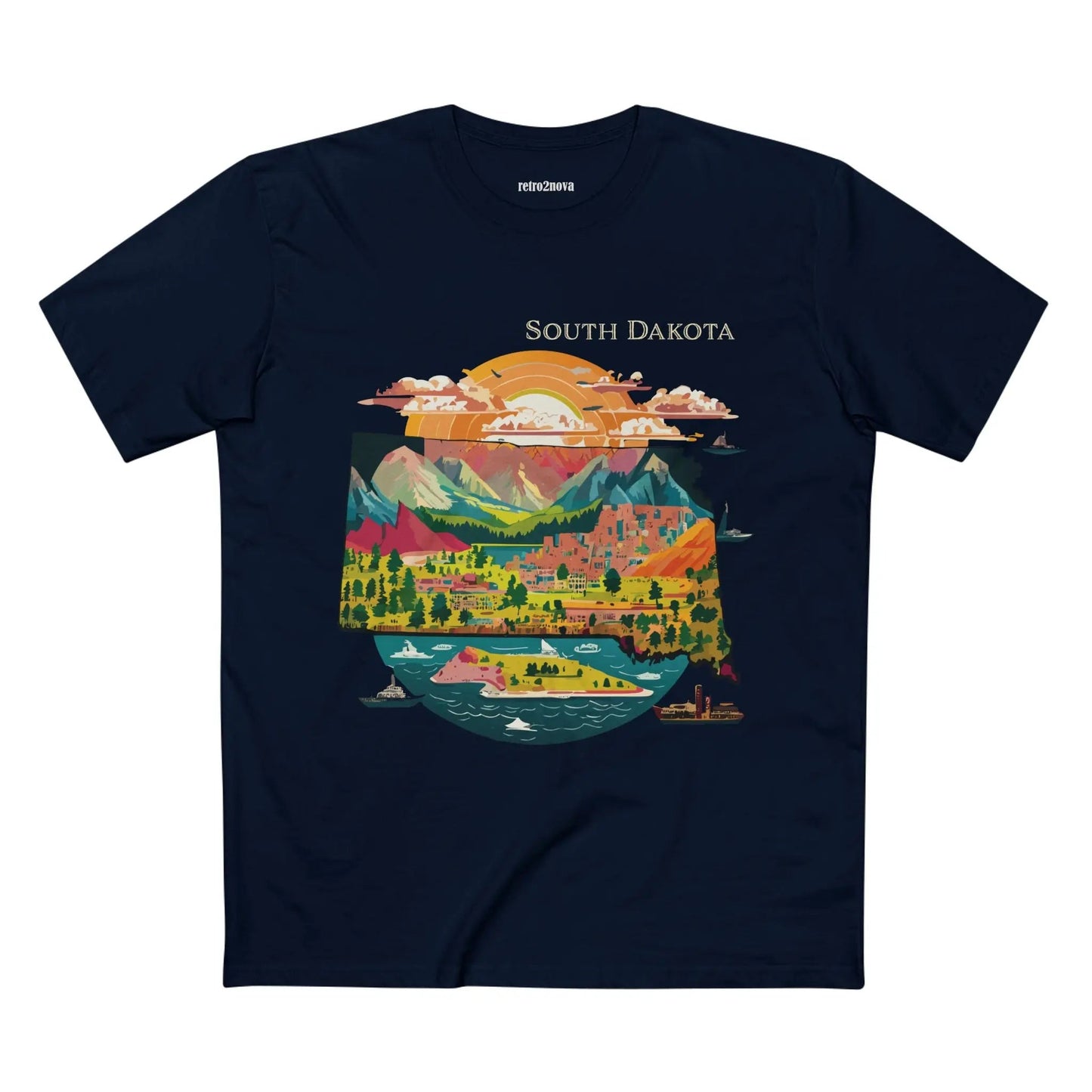South Dakota US State Shirt Unisex Premium Cotton Tee With Original Art By Retro2Nova