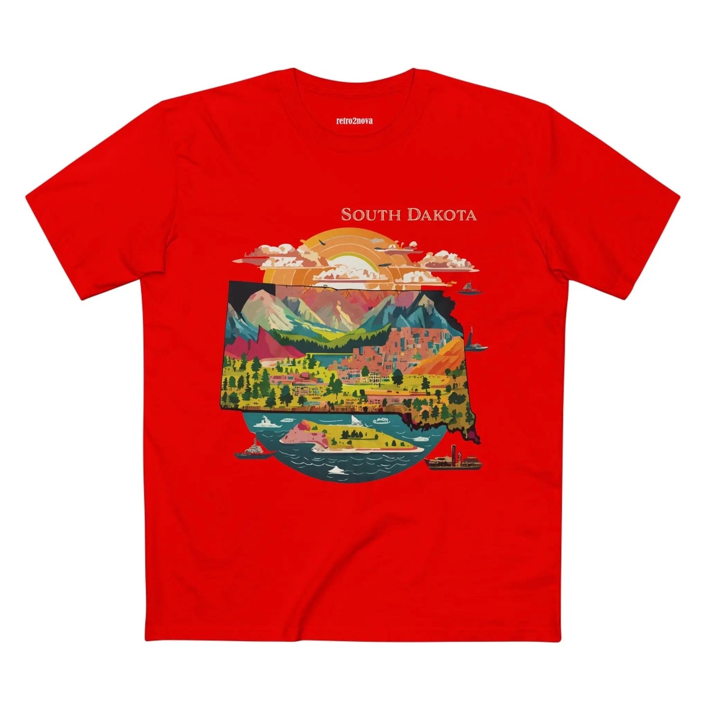 South Dakota US State Shirt Unisex Premium Cotton Tee With Original Art By Retro2Nova