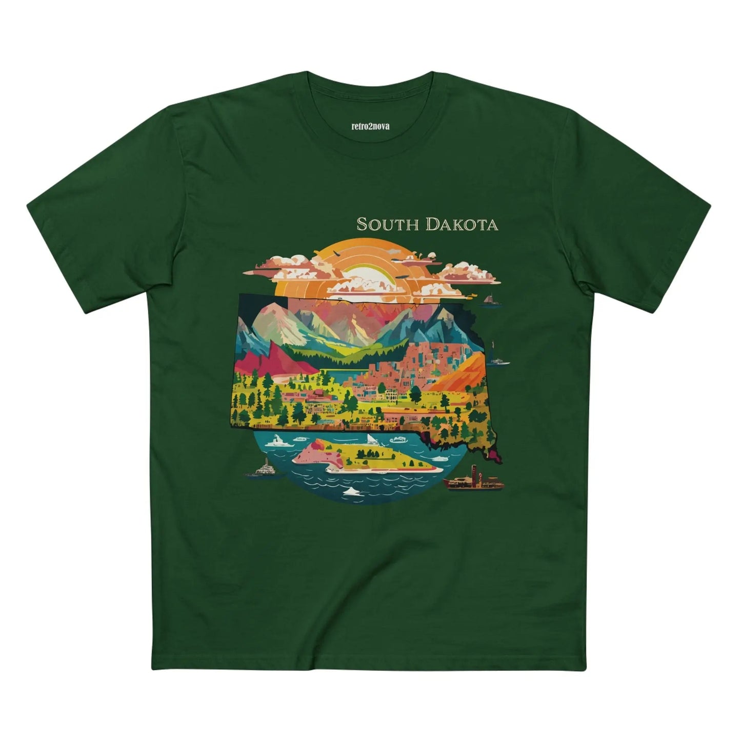 South Dakota US State Shirt Unisex Premium Cotton Tee With Original Art By Retro2Nova