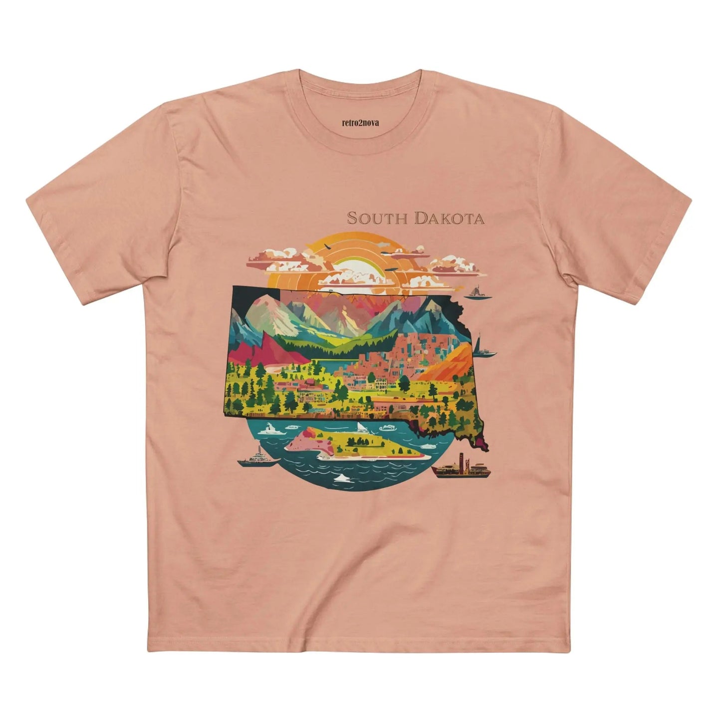 South Dakota US State Shirt Unisex Premium Cotton Tee With Original Art By Retro2Nova