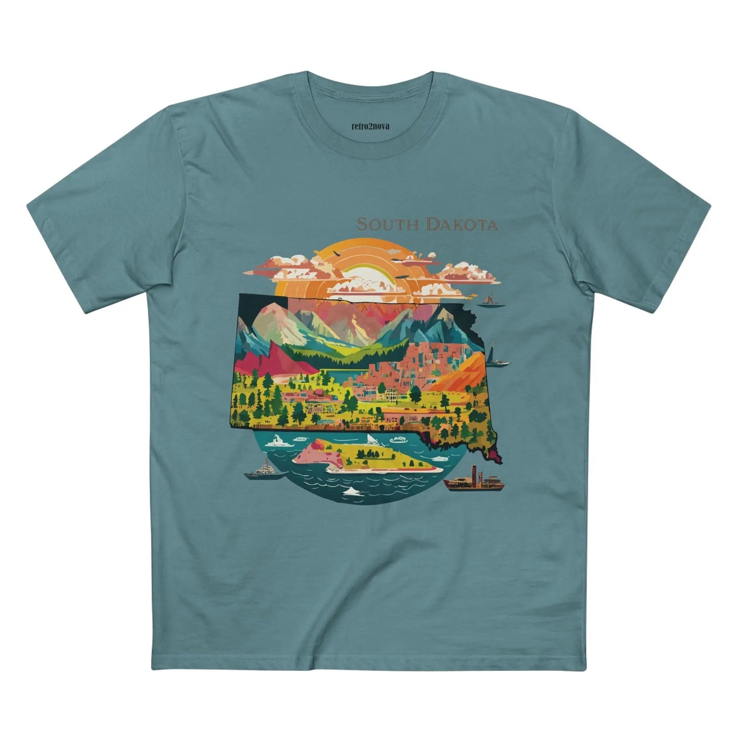 South Dakota US State Shirt Unisex Premium Cotton Tee With Original Art By Retro2Nova