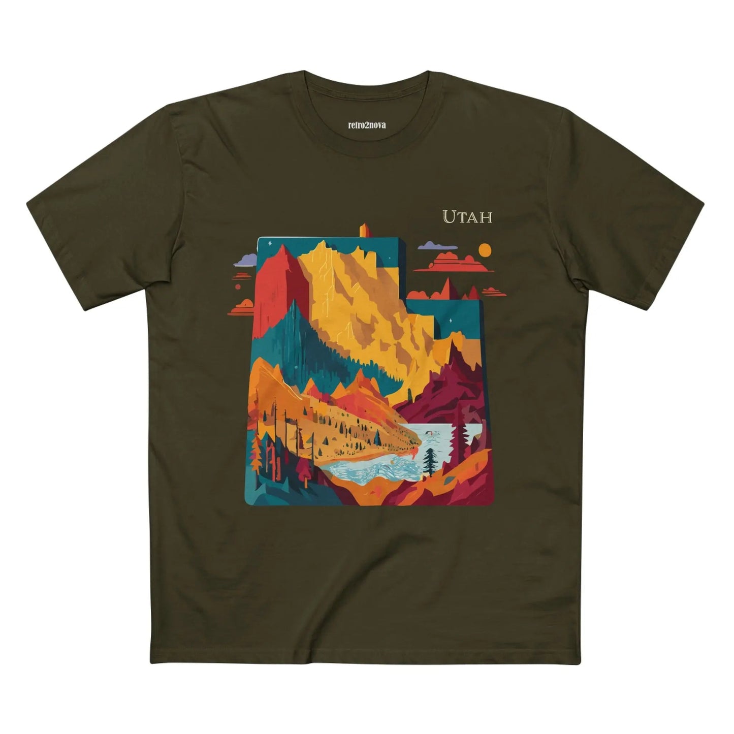 Utah State Shirt Unisex Premium Cotton Tee With Original Art Design By Retro2Nova